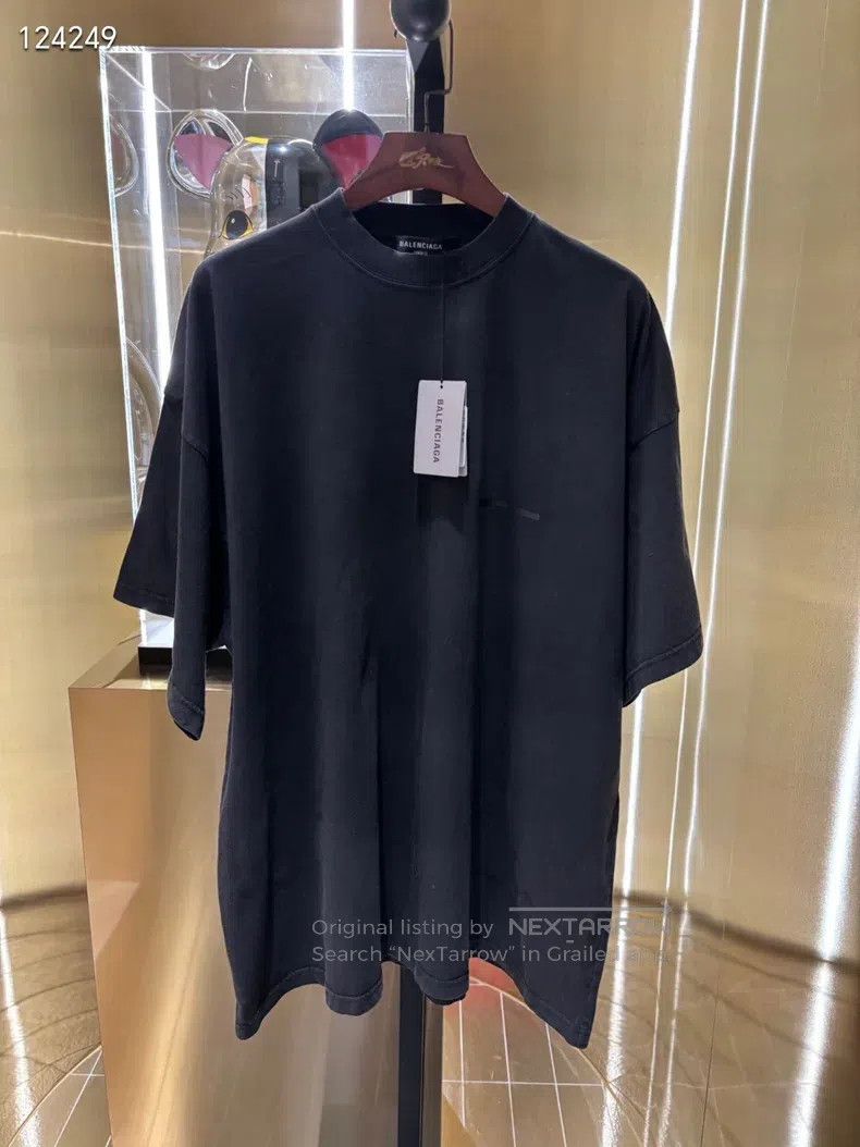 Balenciaga Balenciaga Black Tape Logo Short Sleeve Shirt Size US XL / EU 56 / 4 - 1 Thumbnail