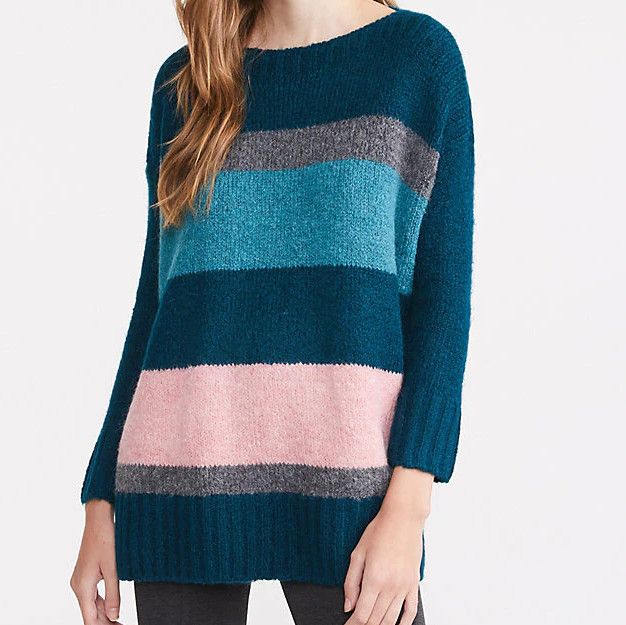 Loft Loft Lou & Grey Striped Plushfuzz Poncho Sweater in size M Size M / US 6-8 / IT 42-44 - 1 Thumbnail
