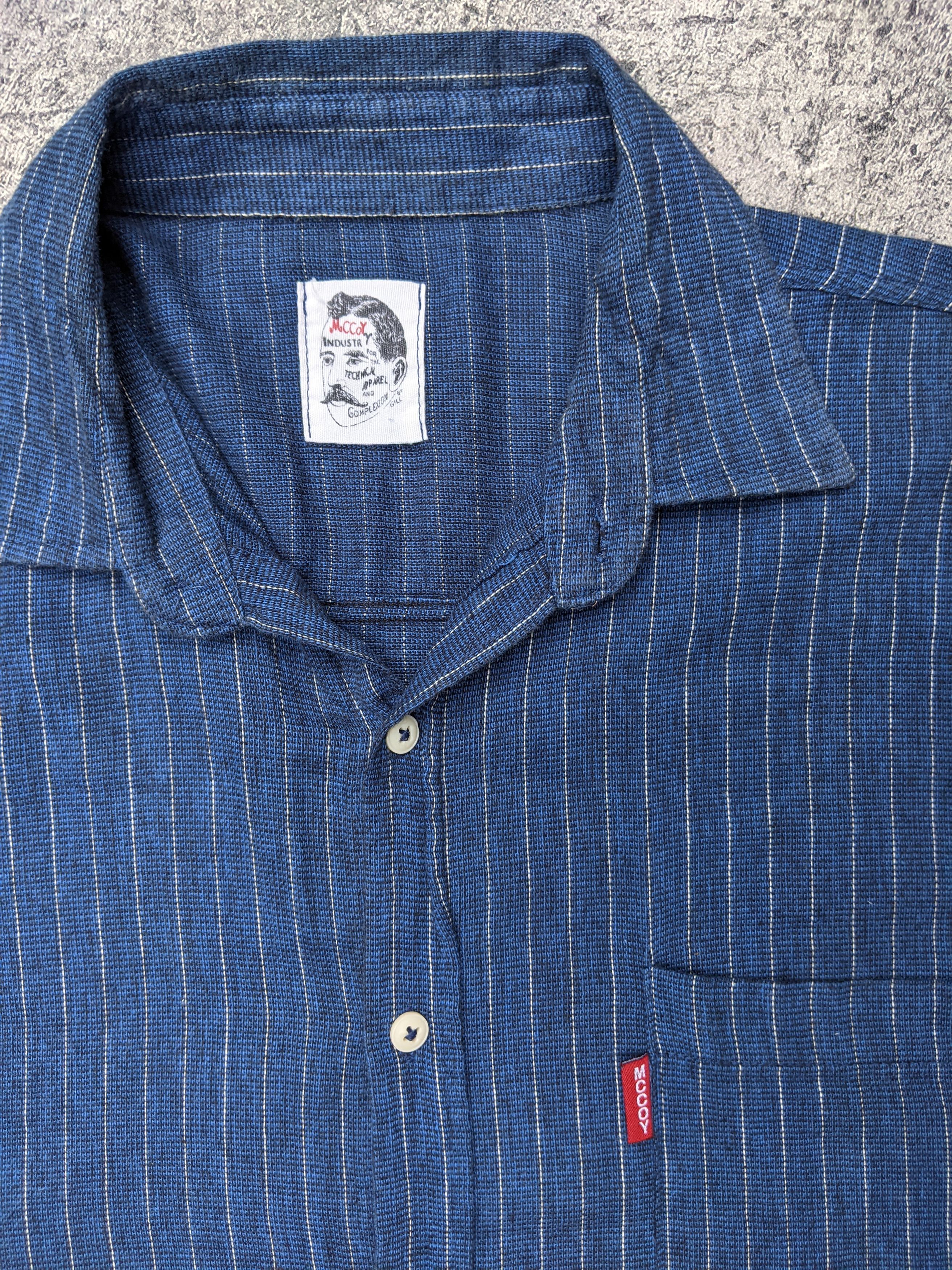 The Real McCoy's Mccoy Stripe Indigo Blue Shirt Size US L / EU 52-54 / 3 - 4 Thumbnail