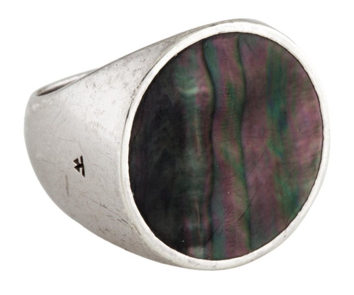 Tom Wood 925 Silver and Black Mother-of-Pearl Ring Size ONE SIZE - 1 Thumbnail