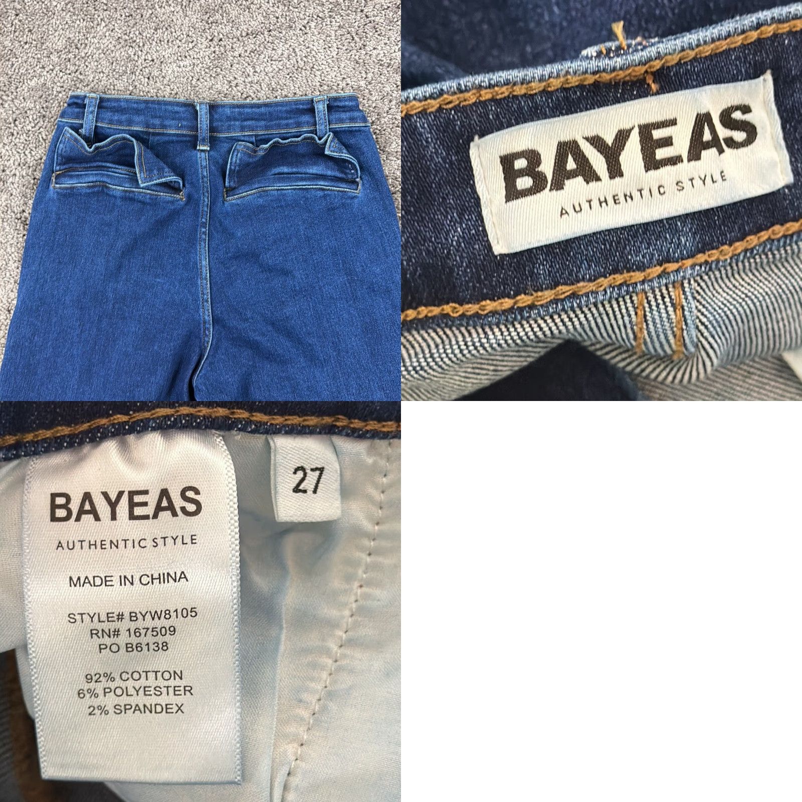 Denime Bayeas Jeans Womens 27 Wide-Leg Cargo Denim Dark Wash Stretch Streetwear 25x31 Jeans Women Wide-Leg Dark Wash Bayeas 27 25x31 Size 27" / US 4 / IT 40 - 8 Thumbnail