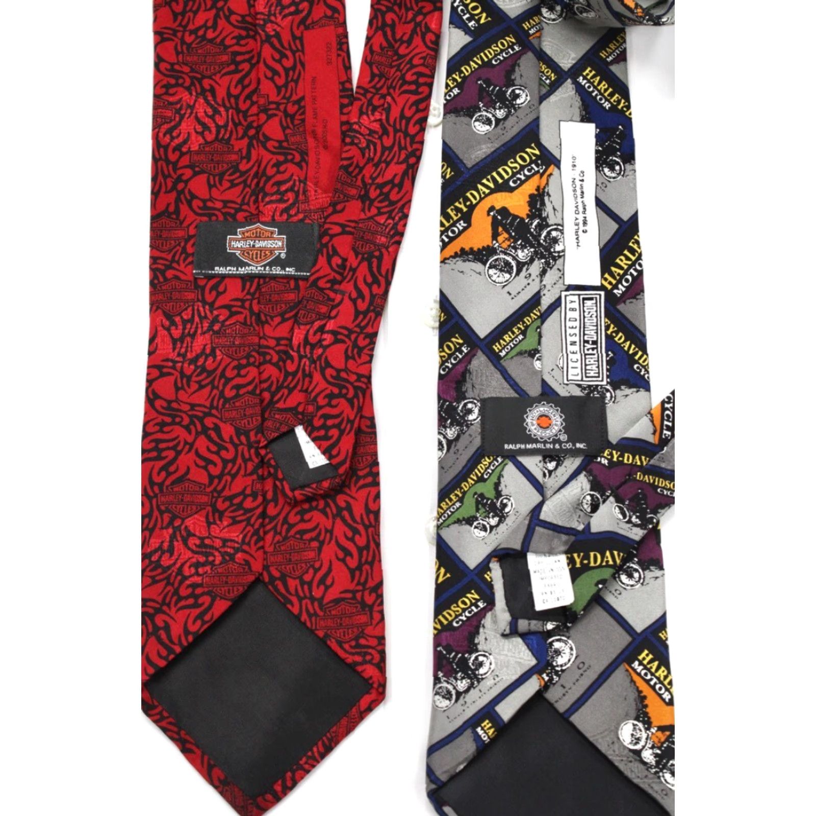 Harley Davidson Harley Davidson Silk Neckties Red Black Motorcycles Lot of 2 Size ONE SIZE - 6 Thumbnail