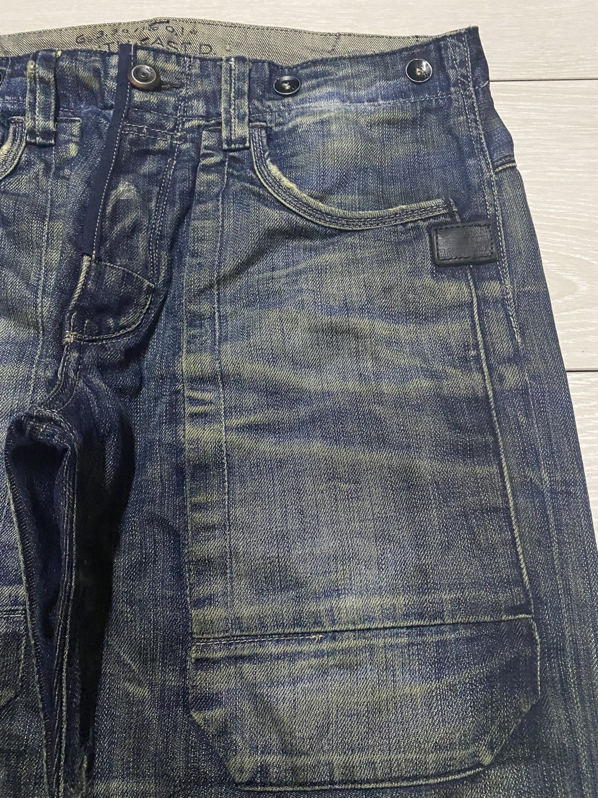 G-Star × Marc Newson G Star 33/01 Mud Wash Buckle Back Double Knee Loose Jeans Size US 33 - 8 Thumbnail