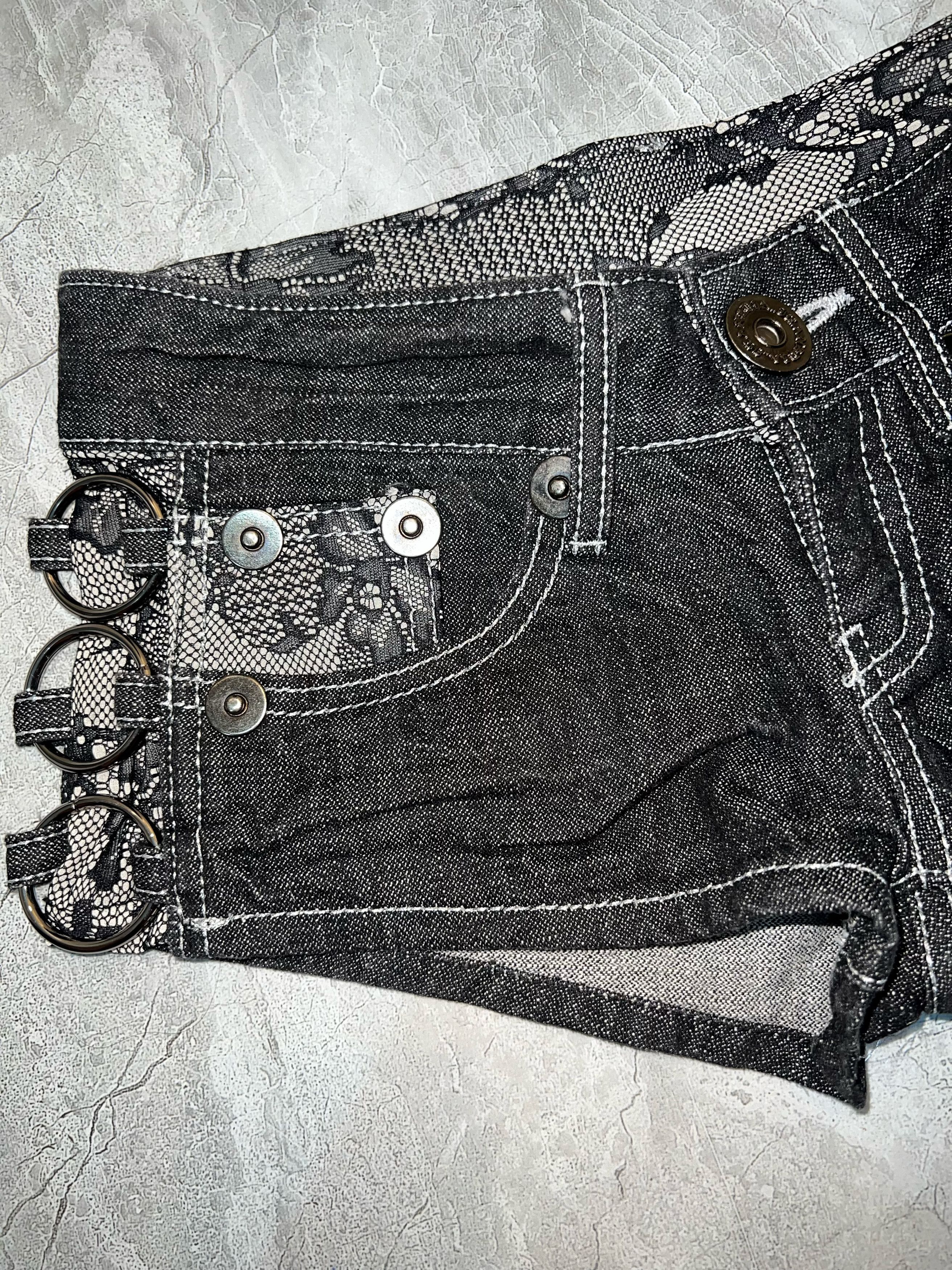 Japanese Brand D.i.a. Japanese denim lace short 🖤🦋 Size 24" / US 00 / IT 34 - 5 Thumbnail