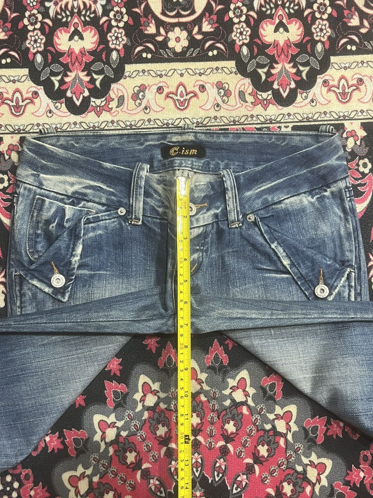 If Six Was Nine Japanese Brand C-ism Low Rise Fringe Distressed Flare Jeans Size 30" / US 8 / IT 44 - 12 Thumbnail
