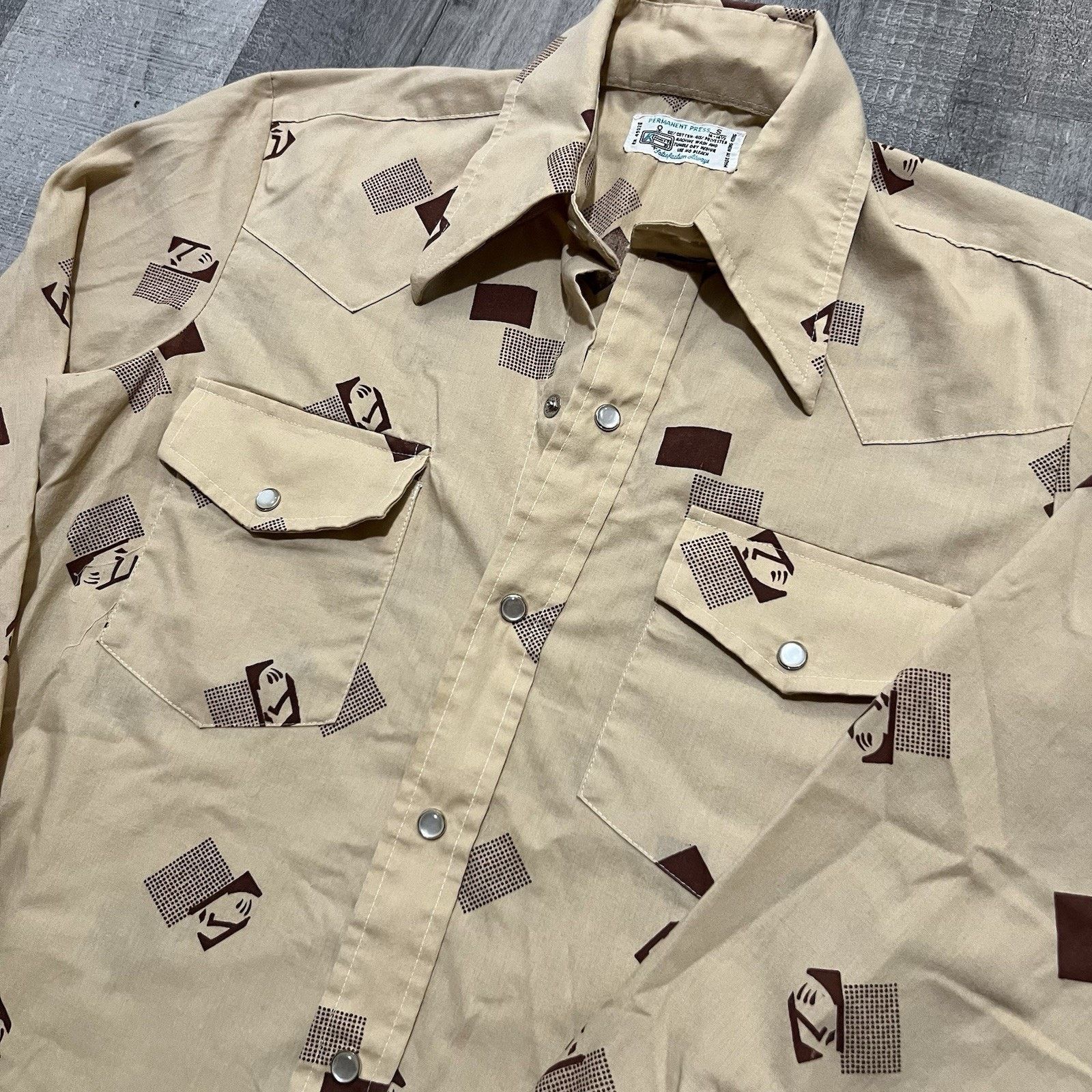 Vintage VTG 1970s Hippie Pearl Snap Permanent Press Collared Shirt Size US S / EU 44-46 / 1 - 2 Thumbnail