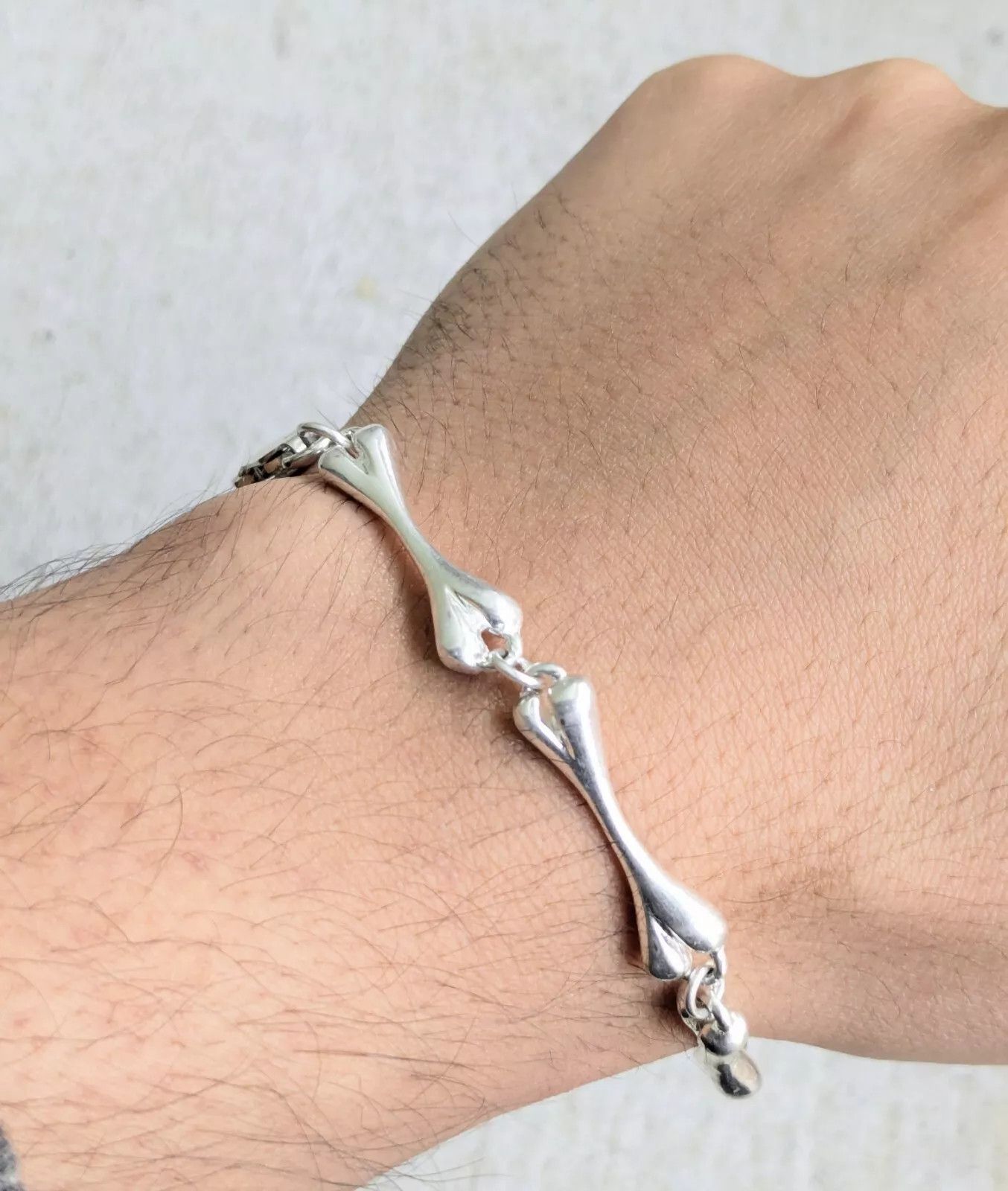 Sterling Silver Vintage Sterling Silver Bracelet Bone Skeleton 7.25" Size ONE SIZE - 11 Thumbnail