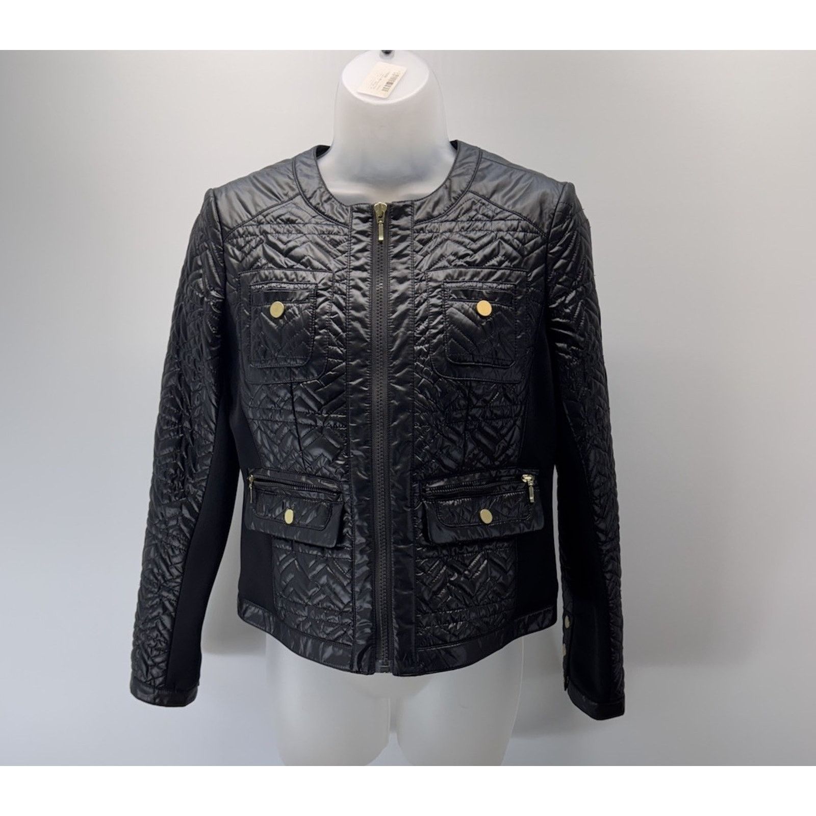 Chicos Chico’s Women’s Size 0/S Chevron Quilted Jacket Stretch Size S / US 4 / IT 40 - 1 Thumbnail