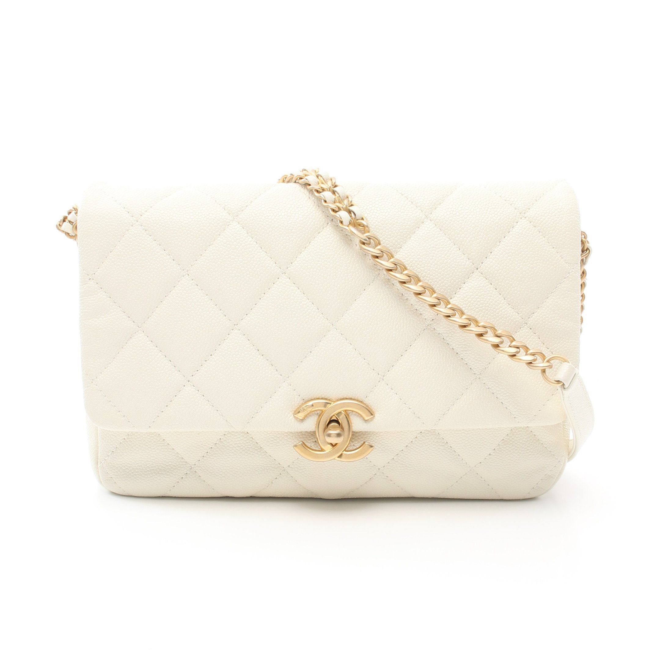 Chanel Chanel Chain Shoulder Bag Caviar Skin Off White Gold Hardware Size ONE SIZE - 1 Thumbnail