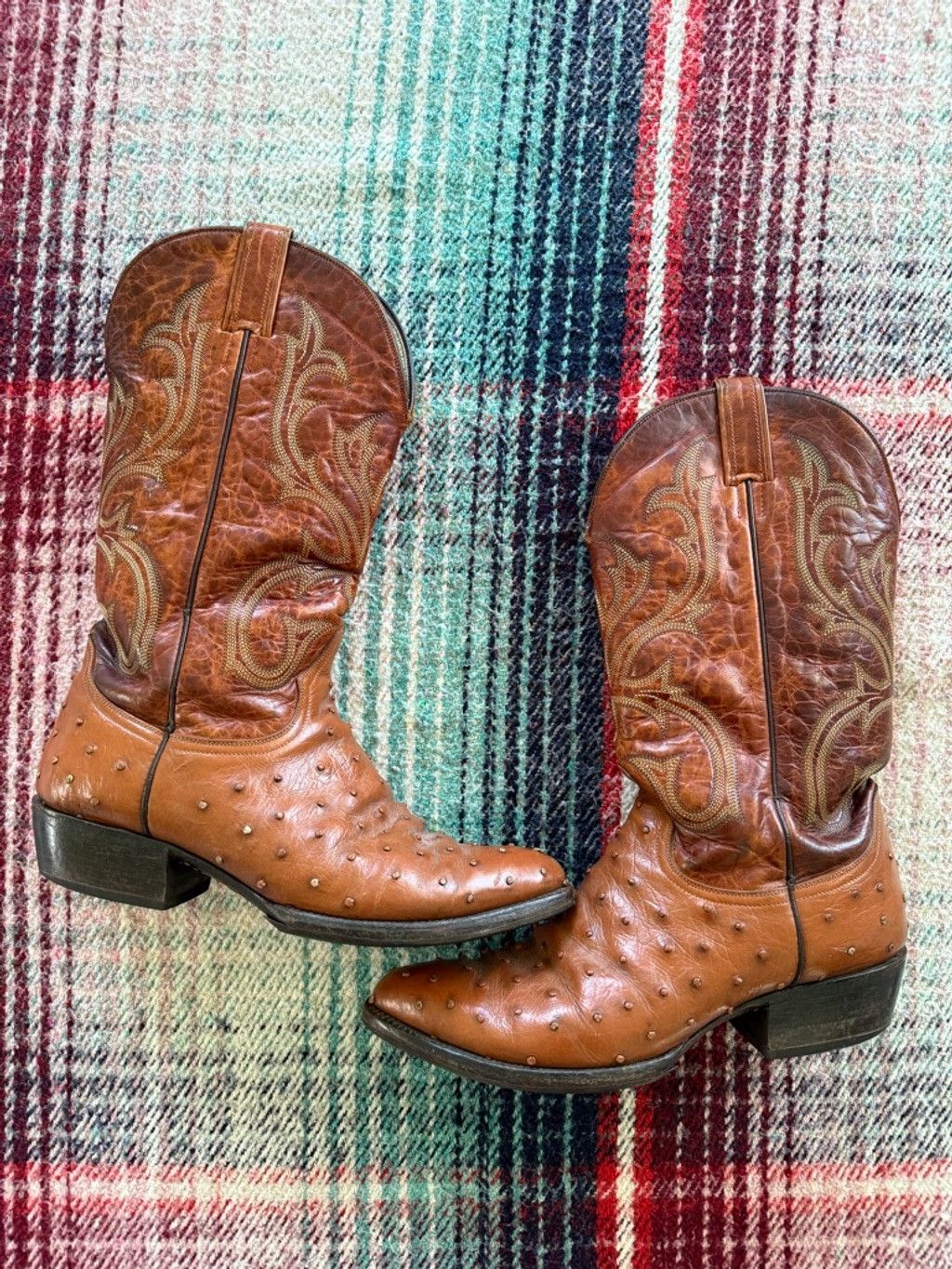Durango Men's Durango Brown Ostrich Cowboy Boots Size 9D Size US 9 / EU 42 - 1 Thumbnail