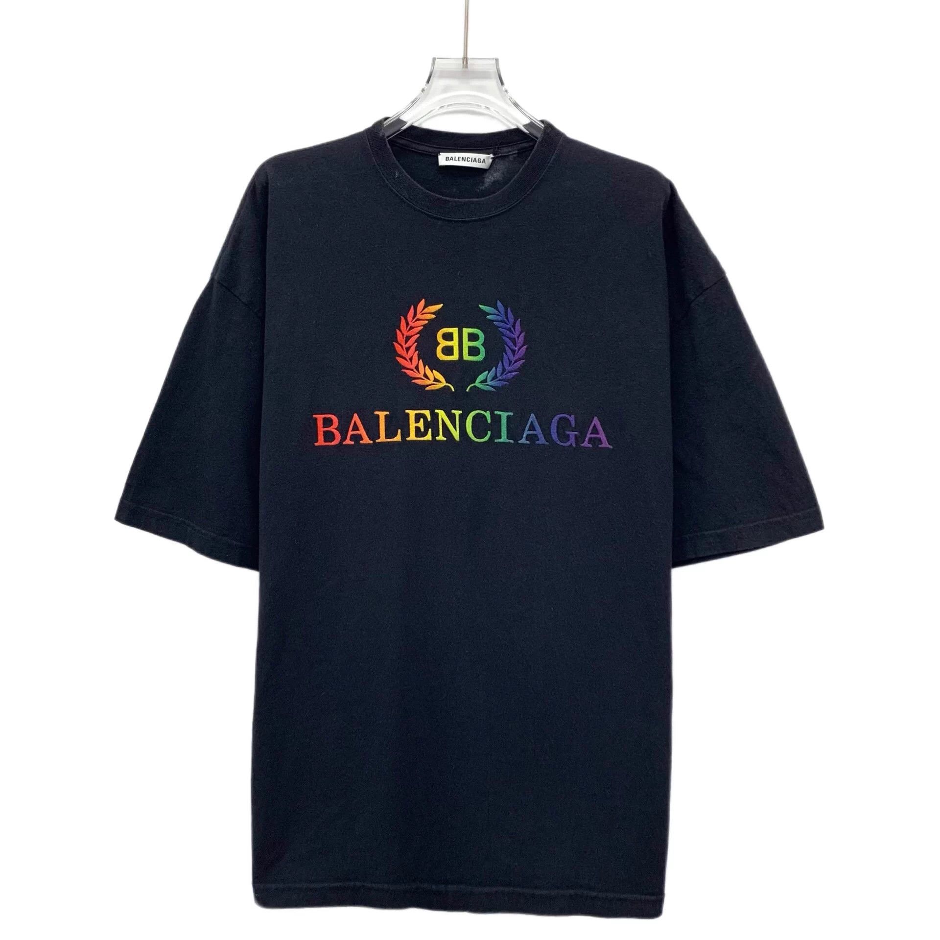 Balenciaga Balenciaga Black Logo Embroidered Cotton T-Shirt M Size US M / EU 48-50 / 2 - 1 Thumbnail
