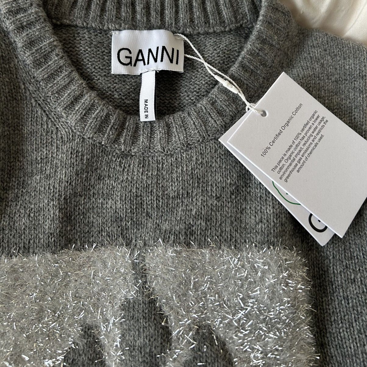 Ganni Ganni Gray Sleeveless Cropped Knit Top with Logo Pattern Size S / US 4 / IT 40 - 10 Thumbnail