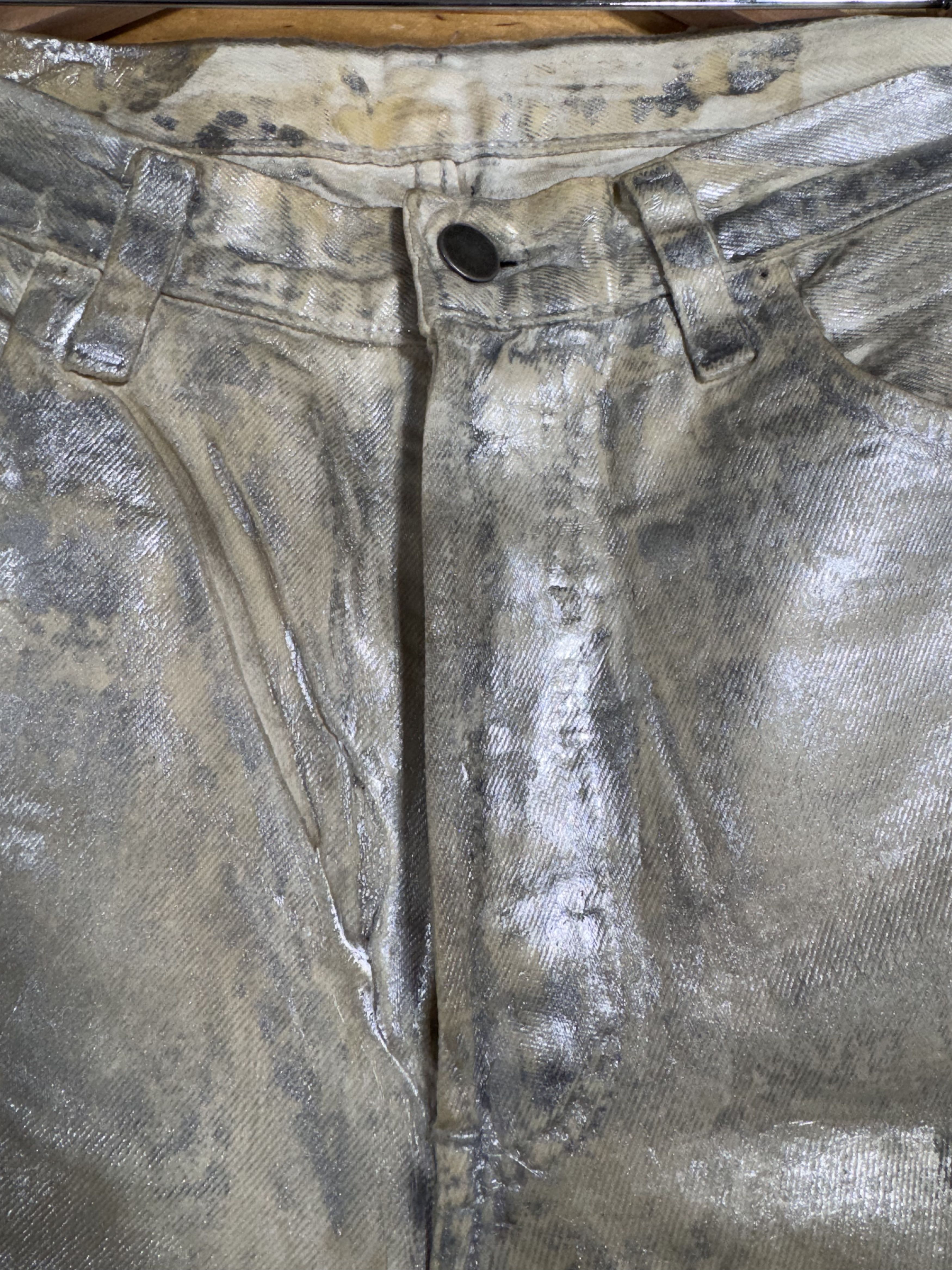 Maison Margiela Margiela ARTISANAL RARE ‘99 Silver Painted Jeans White 1999 Size US 32 / EU 48 - 6 Thumbnail