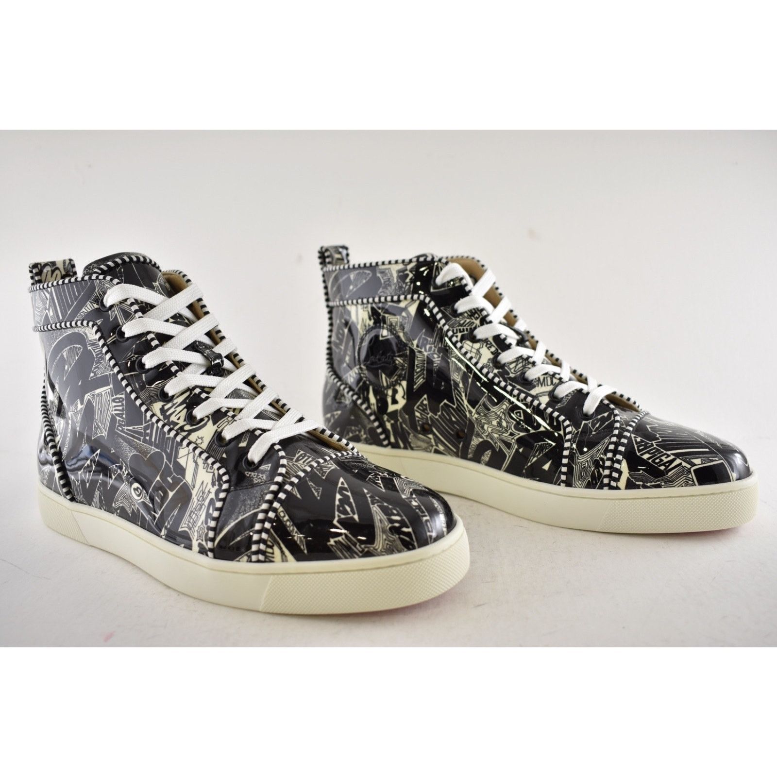 Christian Louboutin Men Louis Orlato Flat Patent Nicograf High Top Sneaker 44 11 Size US 11 / EU 44 - 3 Thumbnail