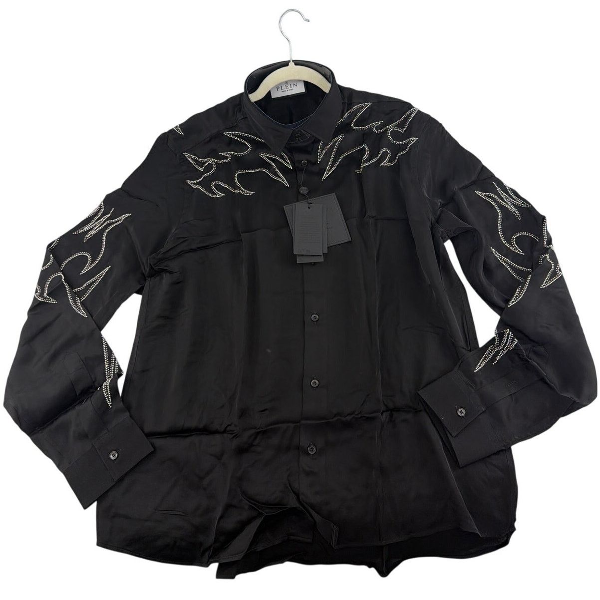 Philipp Plein Philipp Plein Men's Black Embellished Texas Shirt Size XXL Size US XXL / EU 58 / 5 - 10 Thumbnail