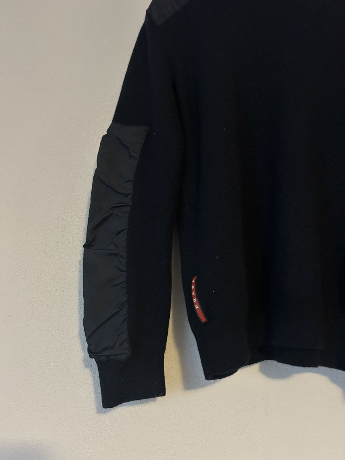 Prada Prada Navy Wool Sweater with Nylon Paneling, Size 54 Size US L / EU 52-54 / 3 - 3 Thumbnail