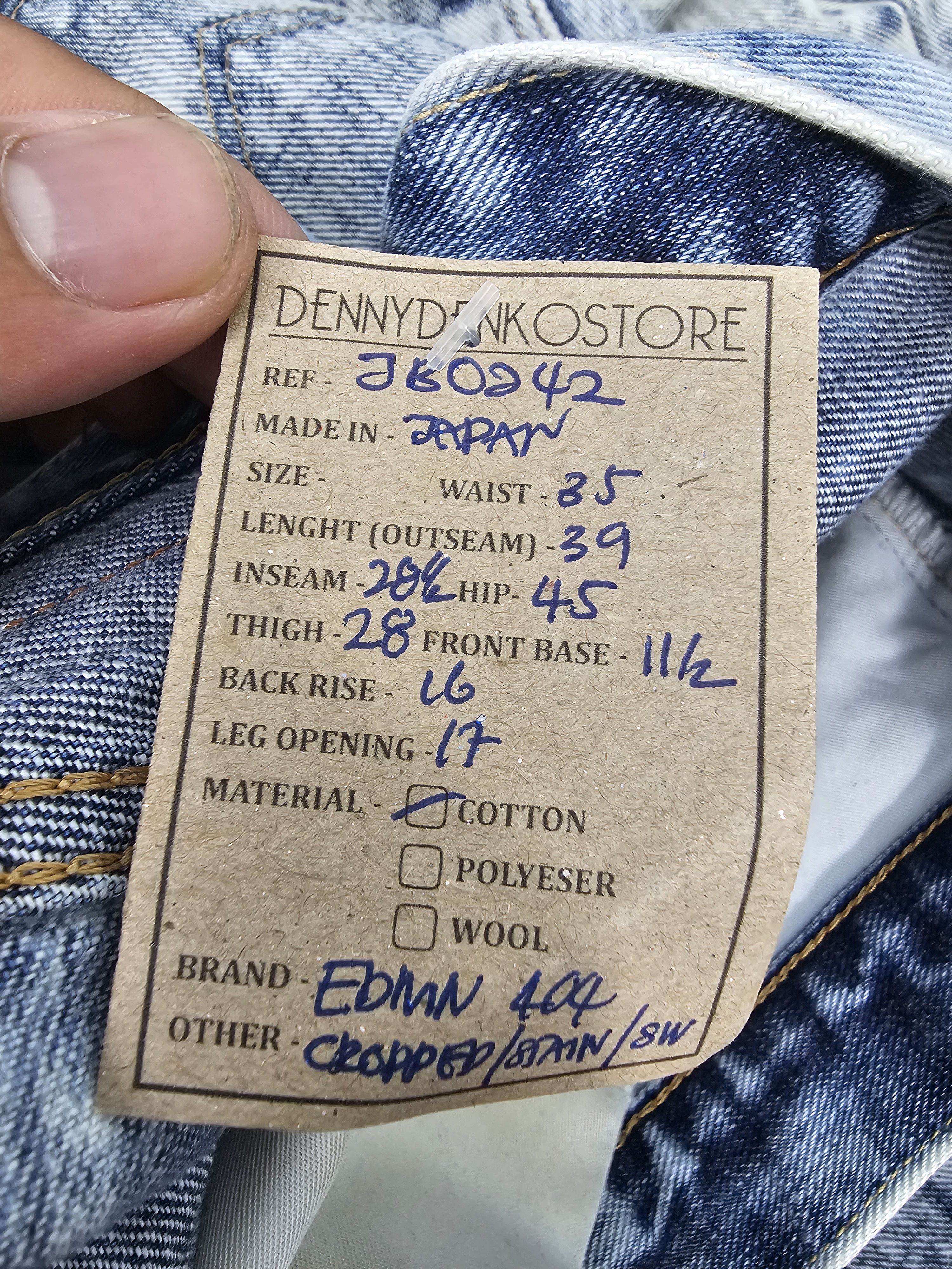 Edwin EDWIN 404 Acid Wash Bleach Cropped Jeans JB0242 Size 35x28.5 Size US 35 - 12 Thumbnail