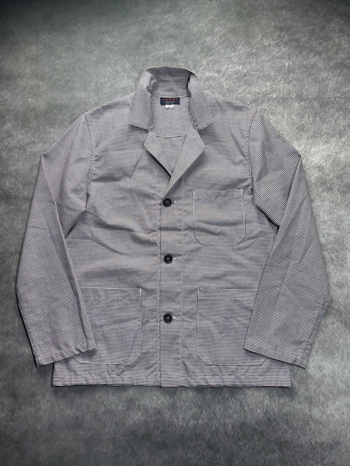 Vintage French Chore Jacket Crop Moleskin Houndstooth Canvas
