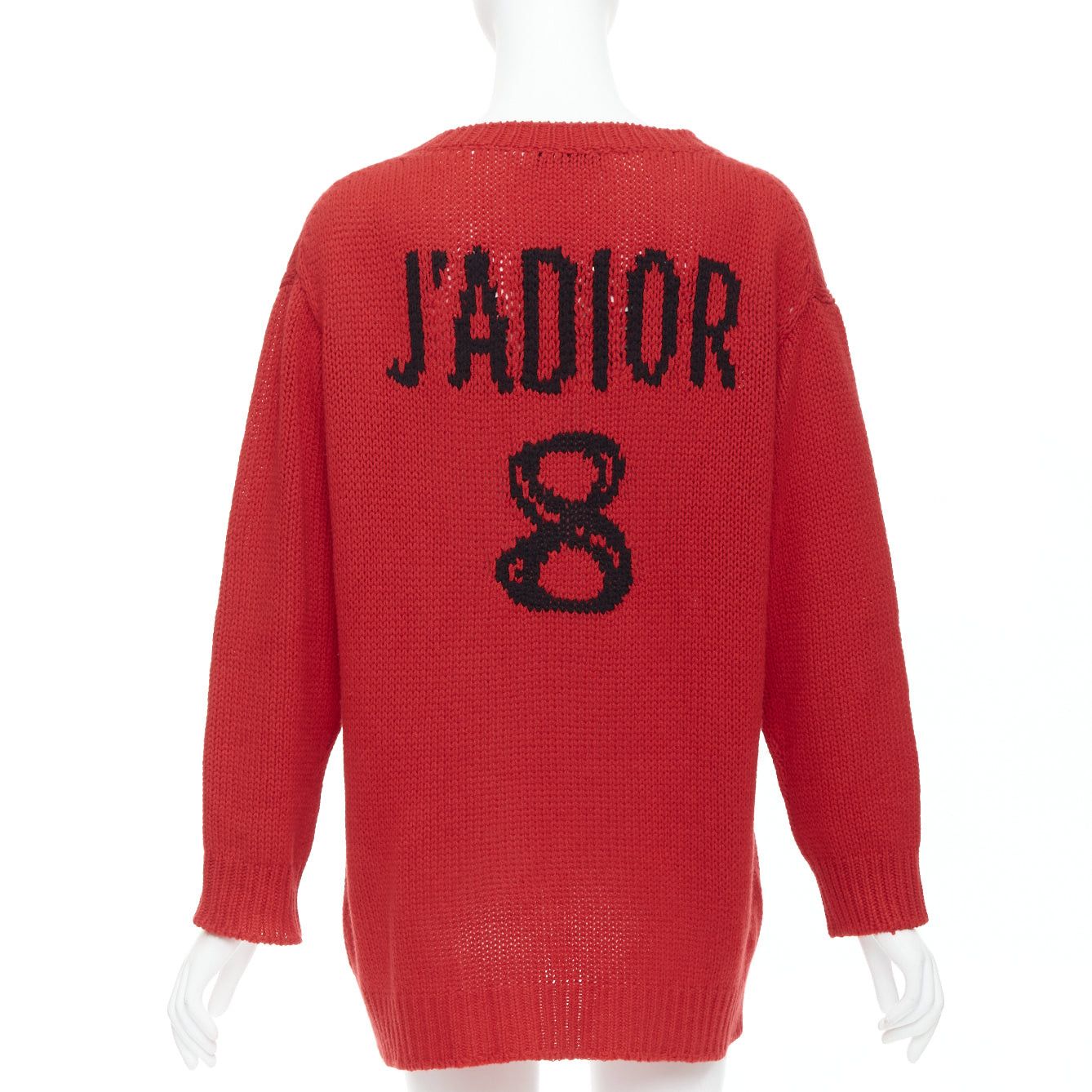 Dior CHRISTIAN DIOR 100% cashmere red black J'Adior 8 oversized sweater FR34 XS Size XS / US 0-2 / IT 36-38 - 1 Thumbnail