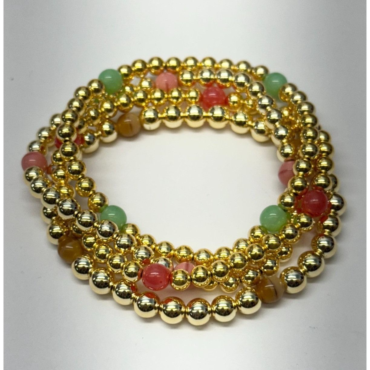 Vintage Vintage four strand beaded bracelet set gold Size ONE SIZE - 1 Thumbnail