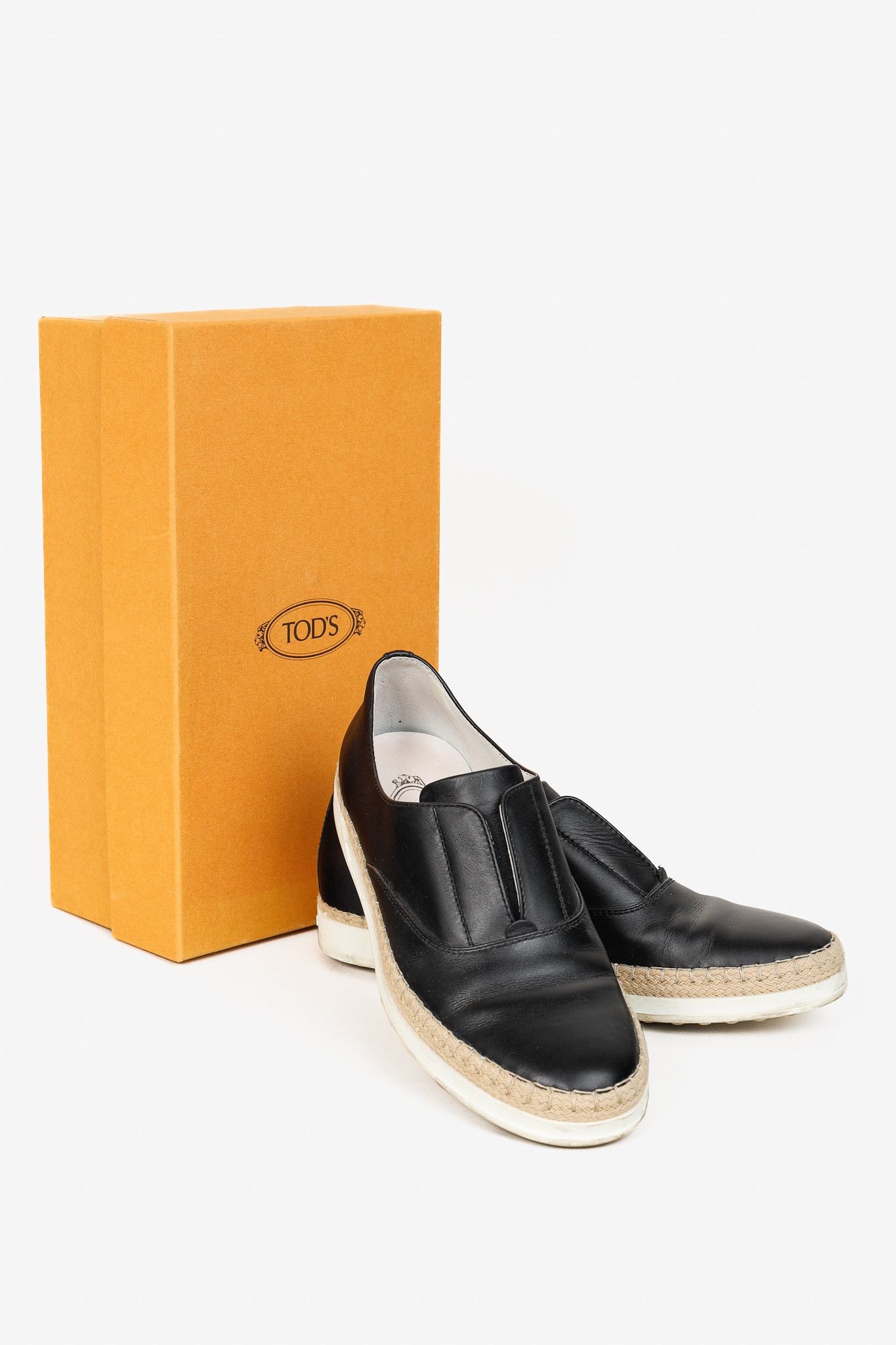 Tod's Tod's Francesina Leather Raffia-Detailed Slip-On Sneakers Size US 6 / IT 36 - 11 Thumbnail