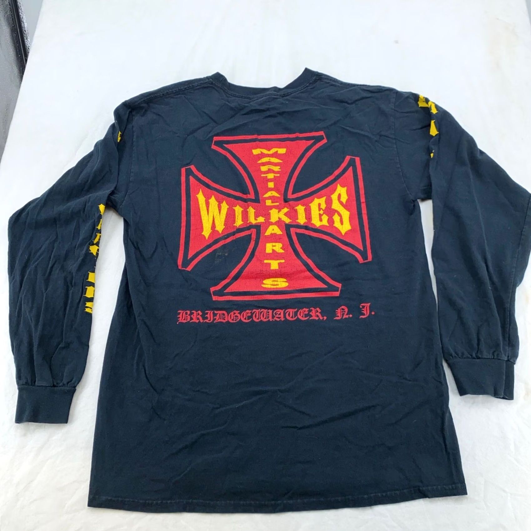 Vintage VINTAGE MARTIAL ARTS WILKIES WARRIORS LONG SLEEVE T-Shirt M black Men Crew Neck 80s 90s MMA Style Shirt Size US M / EU 48-50 / 2 - 4 Thumbnail