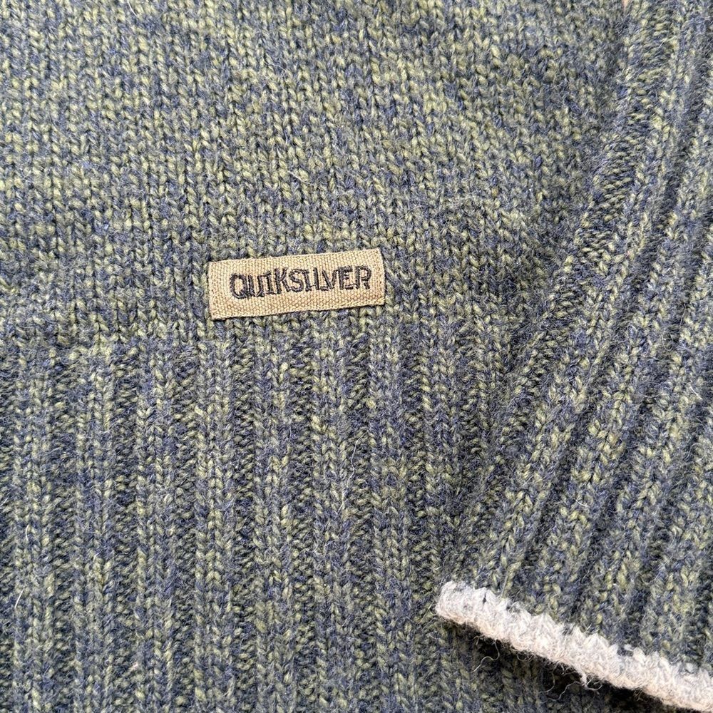 Quiksilver 90s Vintage Quicksilver Blue and Green Marled Chunky Knit Mo Size US XL / EU 56 / 4 - 2 Thumbnail