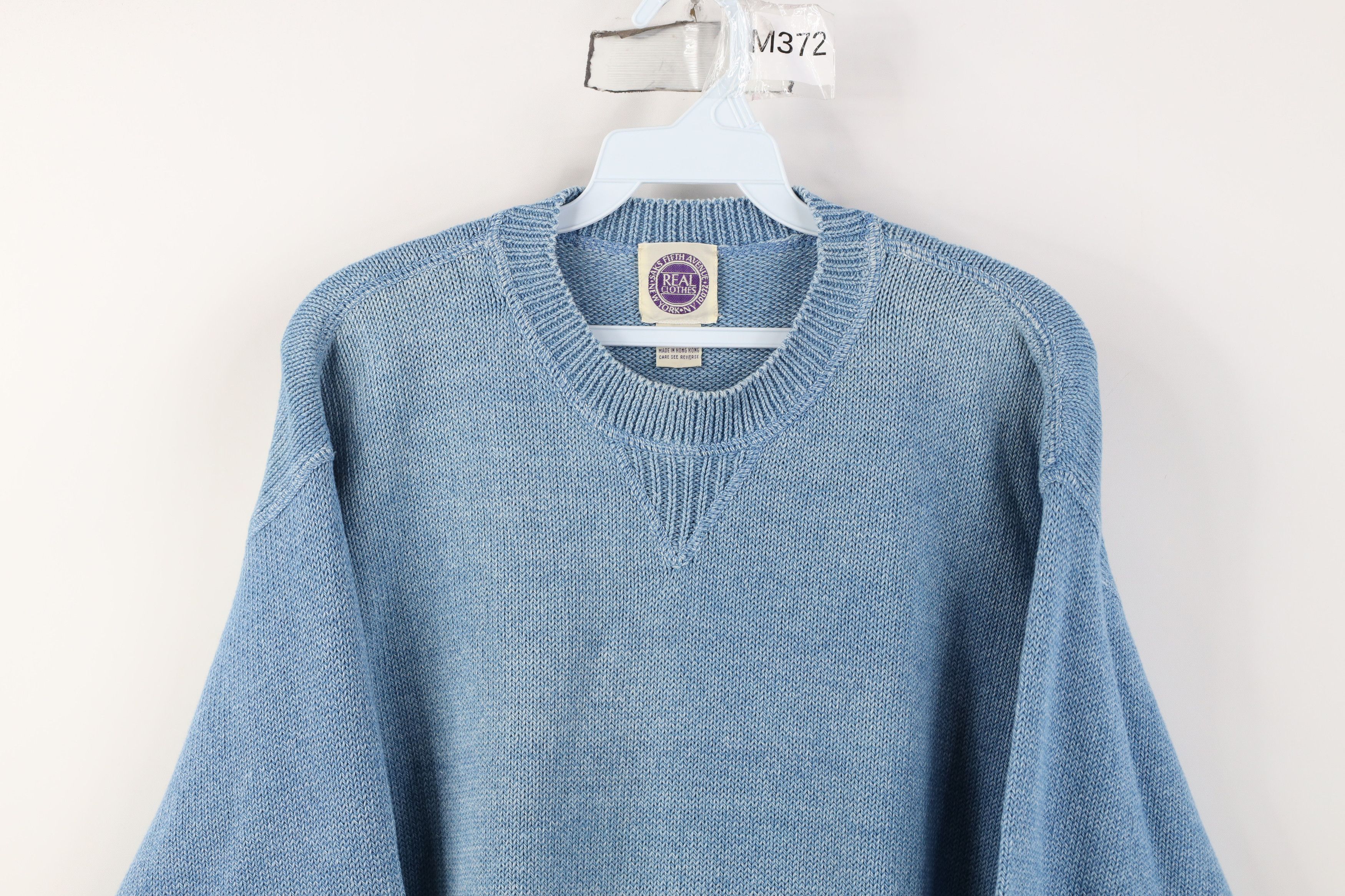 Vintage Vintage 90s Streetwear Stonewash Cotton Knit Sweater Blue Size US S / EU 44-46 / 1 - 2 Thumbnail