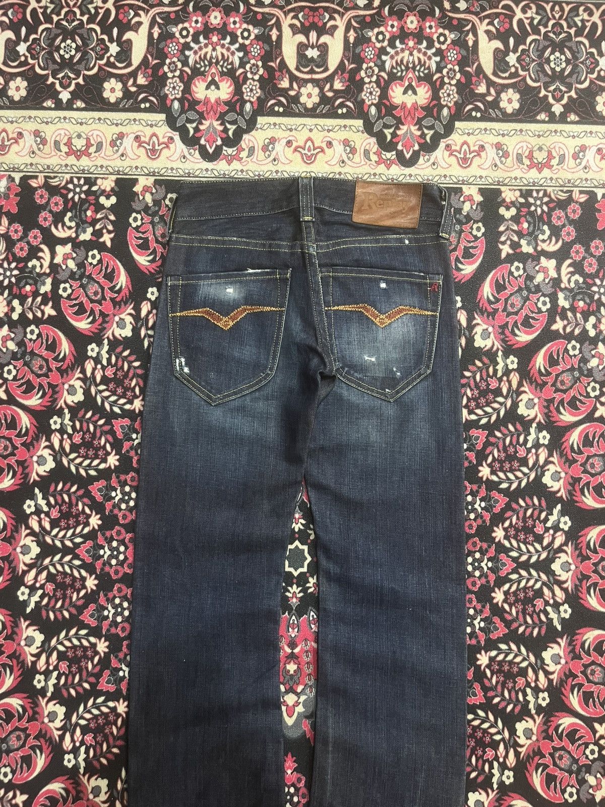 Replay Vintage Replay Dark Blue Faded Washed Frayed Leg Flare Jeans Size 26" / US 2 / IT 38 - 7 Thumbnail