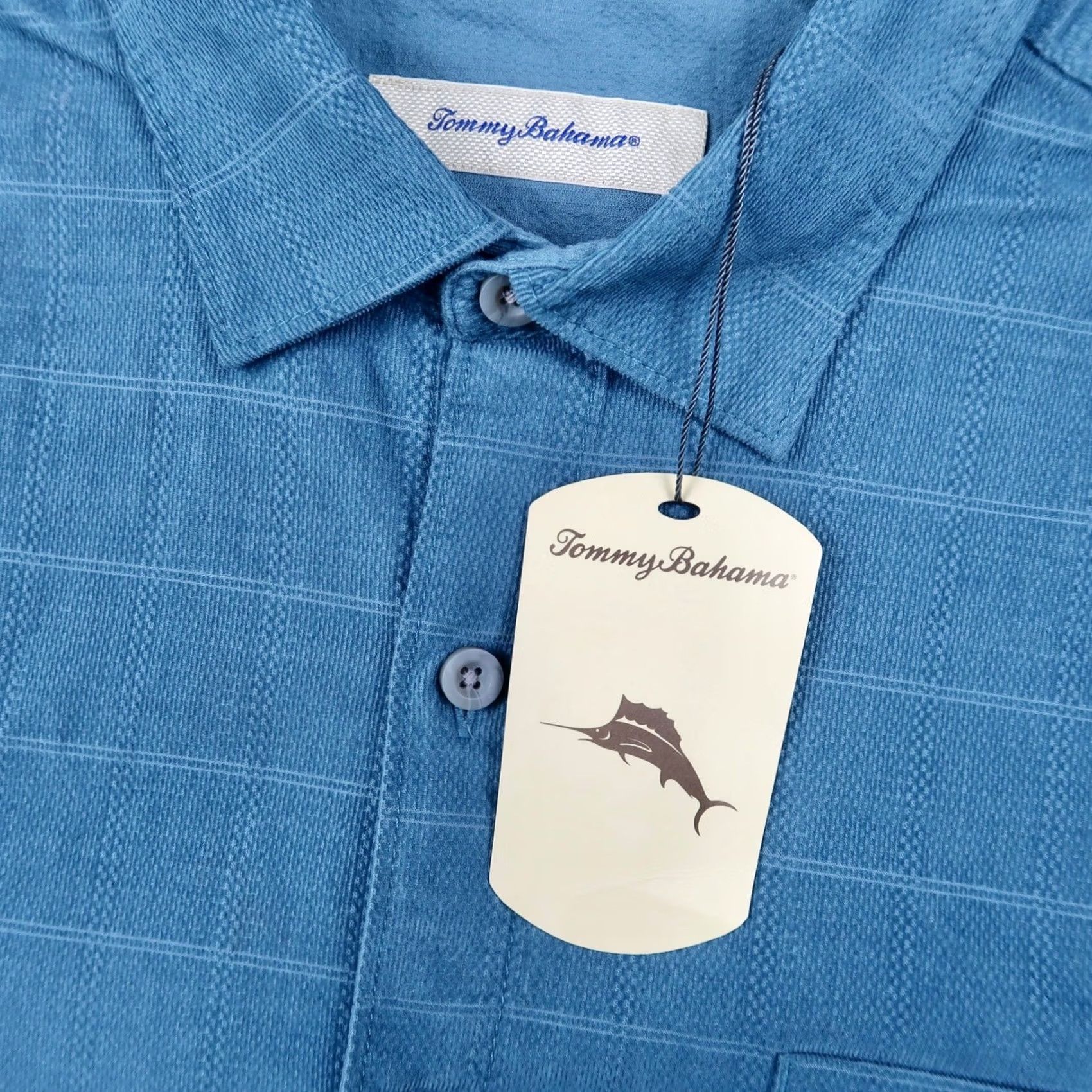 Tommy Bahama Tommy Bahama Mens XL Teal Blue Textured Long Sleeve Button Down Shirt Size US XL / EU 56 / 4 - 4 Thumbnail