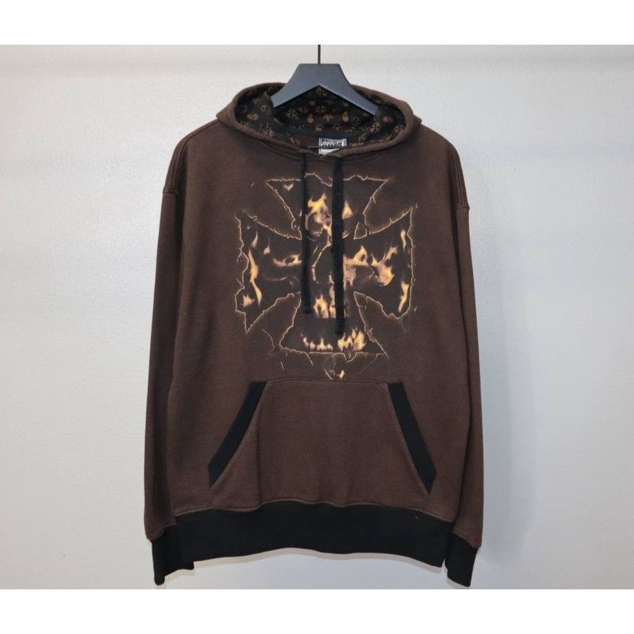 Vintage Vintage ODM Men's M Skull Hoodie Grunge Y2K Brown Cotton Size US M / EU 48-50 / 2 - 1 Thumbnail