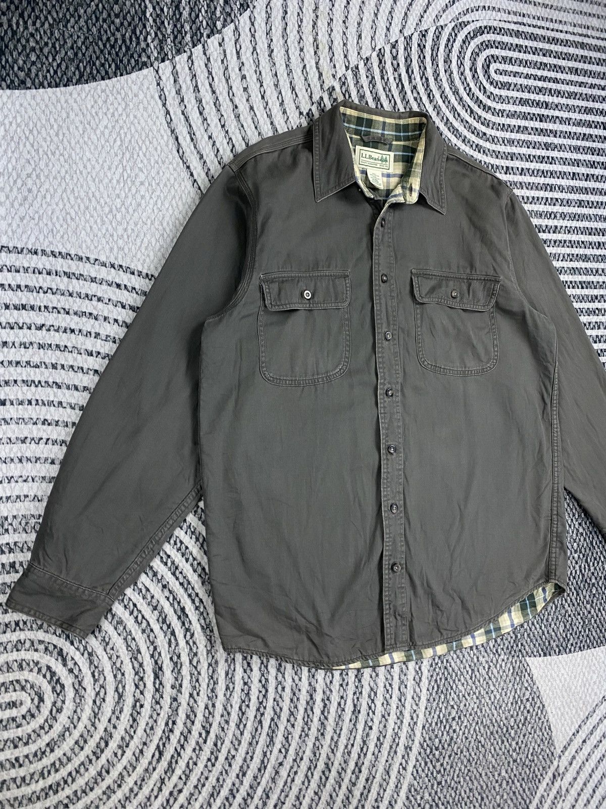 L.L. Bean Vtg L.L.Bean Grey Colour Plaid Lining Flannel Size US L / EU 52-54 / 3 - 3 Thumbnail
