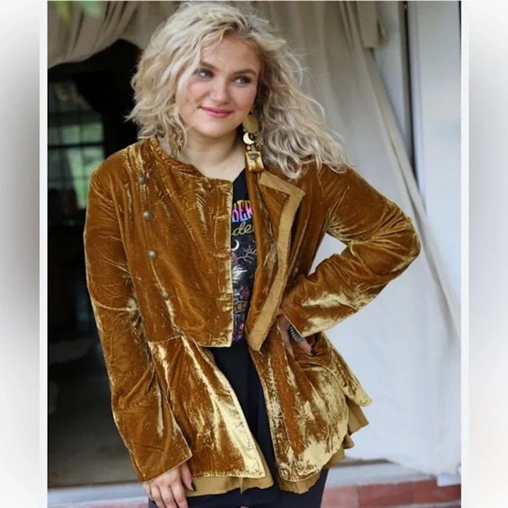 Free People NWT New $228 Free People Velvet Faye Warm Tobacco Jacket Si Size S / US 4 / IT 40 - 3 Thumbnail