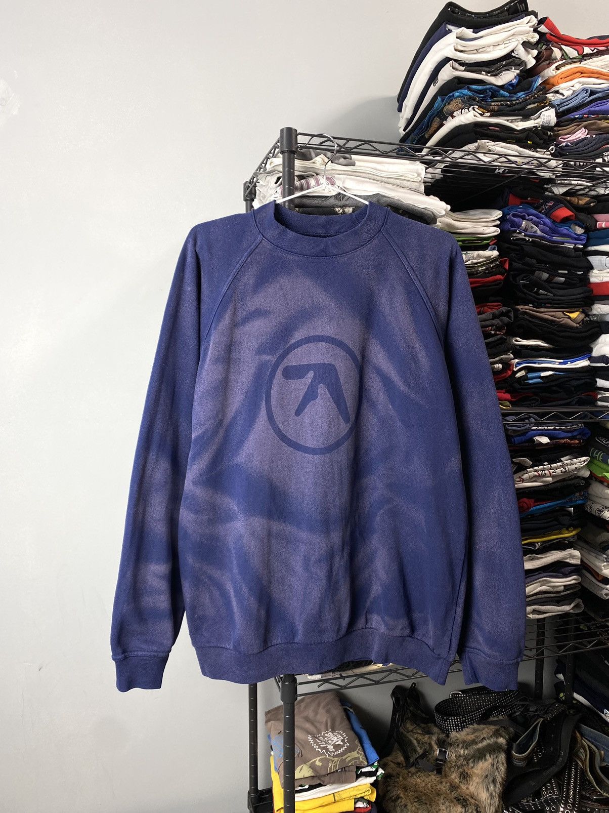 image of Archival Clothing x Vintage 2000’S Vintage Aphex Twin Sweatshirt Faded in Navy, Men's (Size Medium)