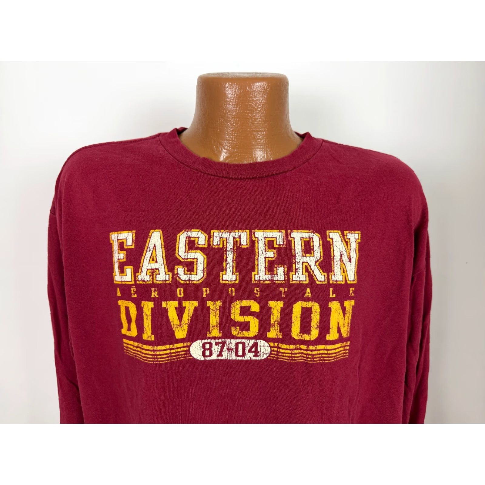 Aeropostale VINTAGE Aeropostale Shirt Men XL Graphic Print Long Sleeve Maroon Red Cotton Jersey T-Shirt Logo Sports Y2K 2000s Fall Summer 90s Mens Size US XL / EU 56 / 4 - 3 Thumbnail