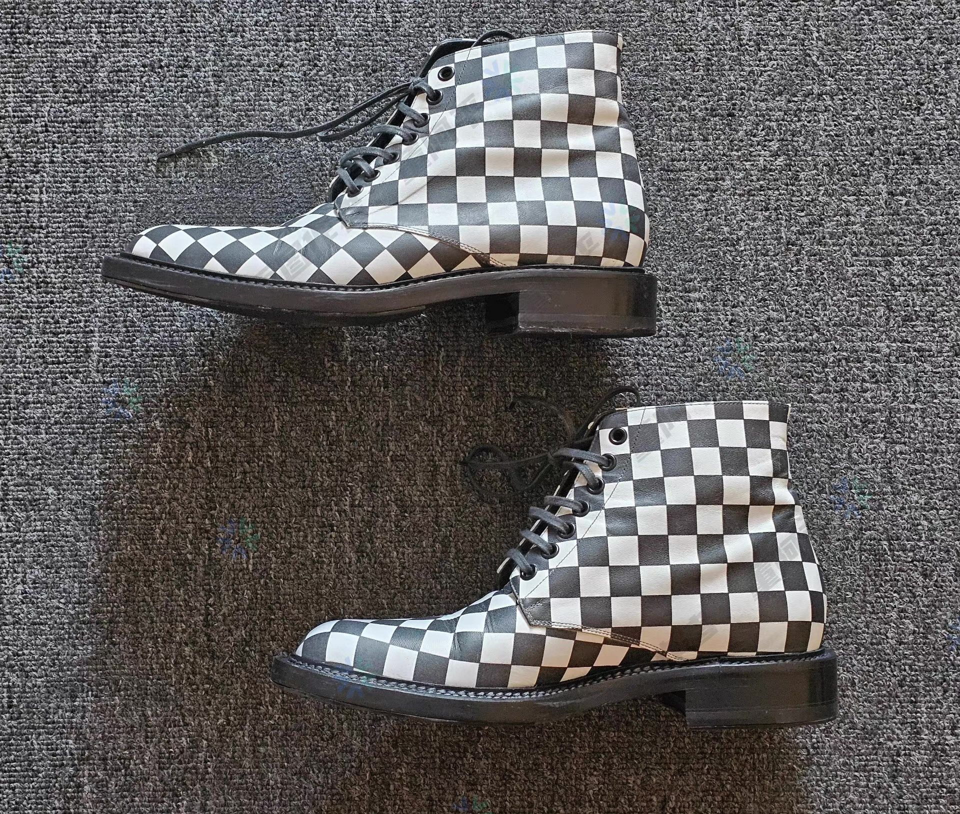 Saint Laurent Paris Saint Laurent Black and White Checkered Boots, Size US 7 / EU 40 - 5 Thumbnail