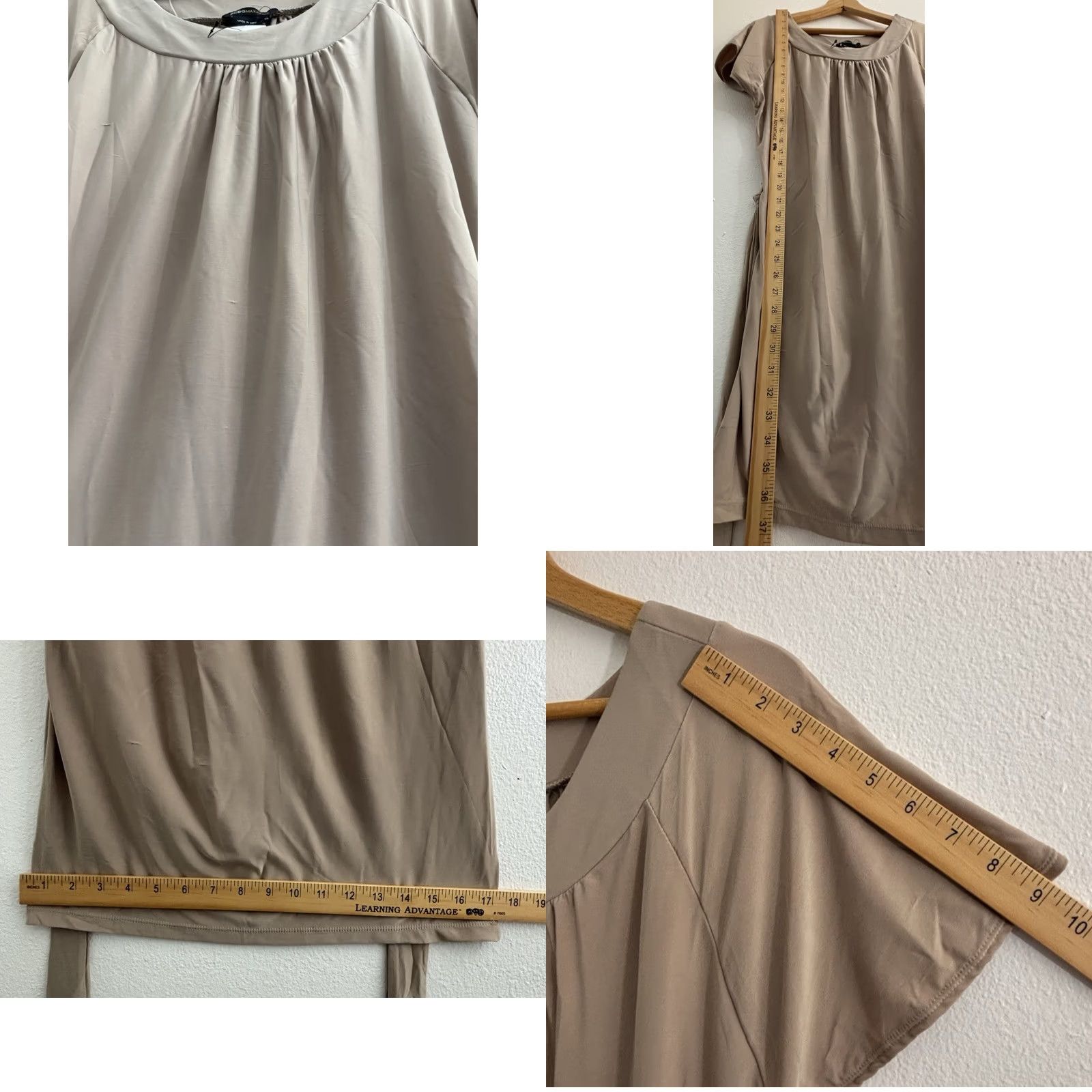Bcbgmaxazria BCBGMAXAZRIA Beige Cap Sleeve Mini Dress Belted Pullover Stretchy Size XS Size XS / US 0-2 / IT 36-38 - 8 Thumbnail