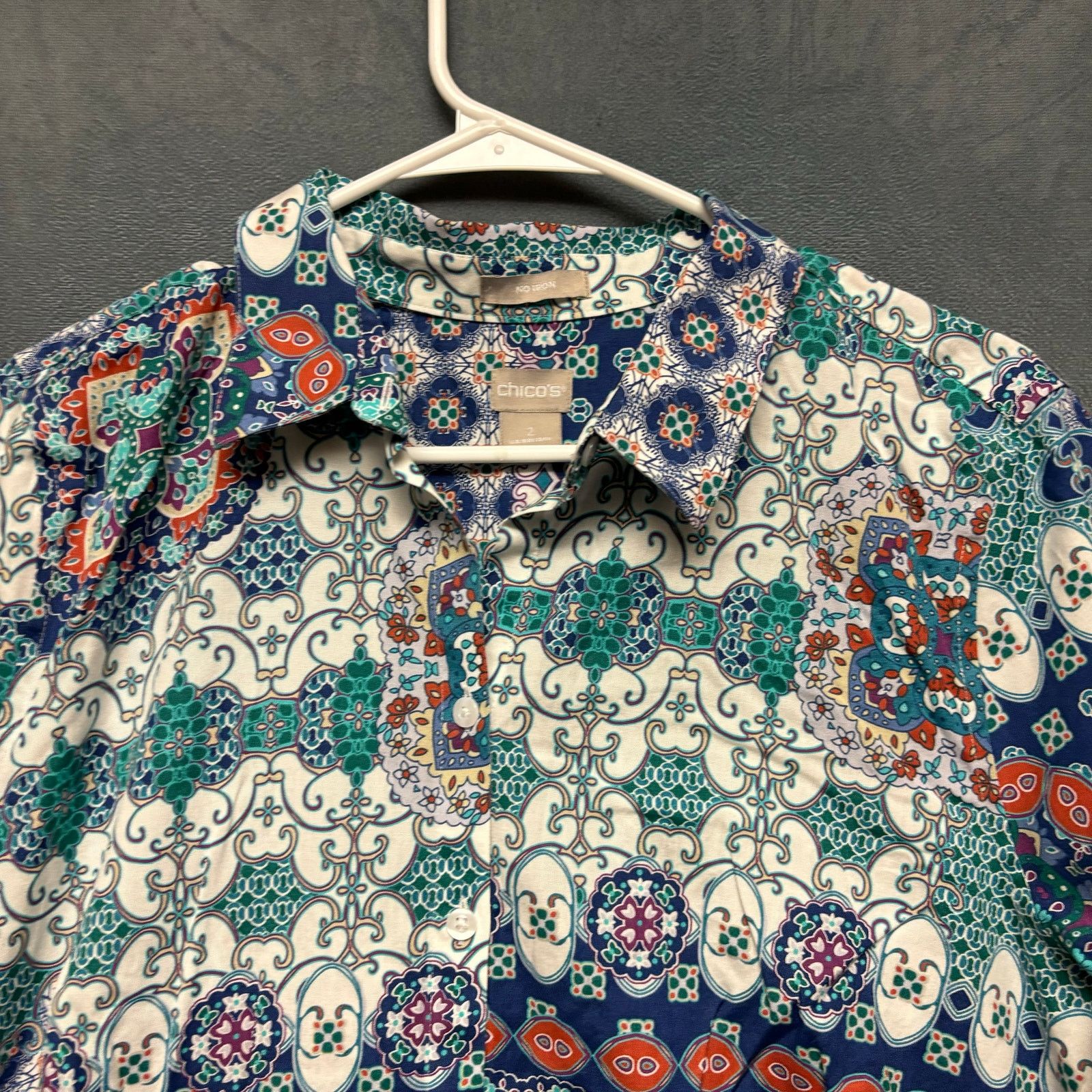 Chicos Chico Button Down Blouse Hippie Boho No Iron Size 2 US 12/14 Size XL / US 12-14 / IT 48-50 - 4 Thumbnail