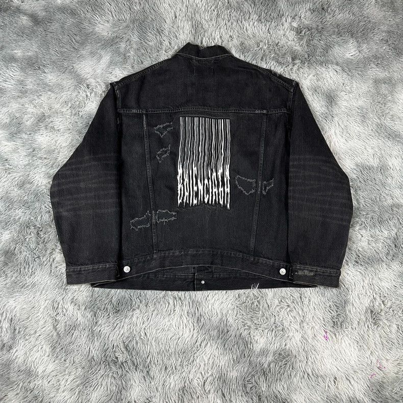 Balenciaga Balenciaga Black Embroidered Denim Jacket Size US M / EU 48-50 / 2 - 2 Thumbnail