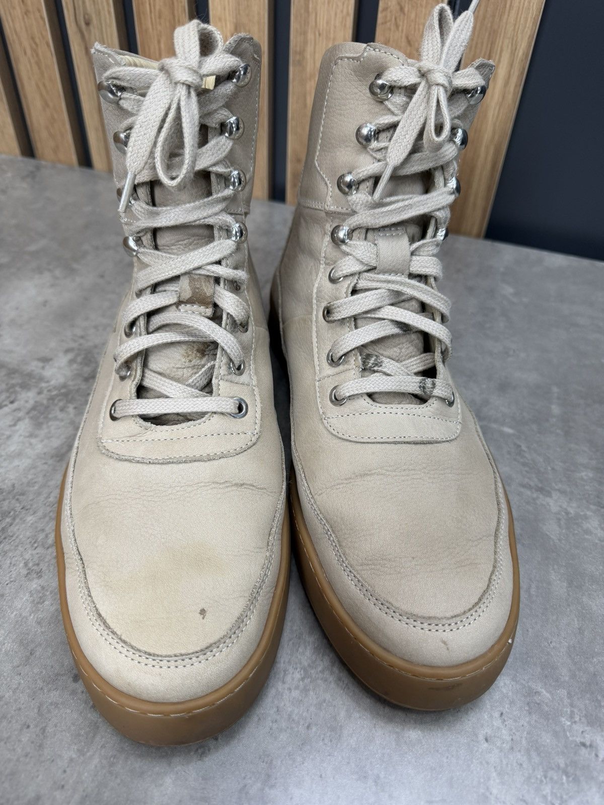 Filling Pieces Filling Pieces Beige Leather High Top Sneakers Size 43 Size US 10 / EU 43 - 6 Thumbnail