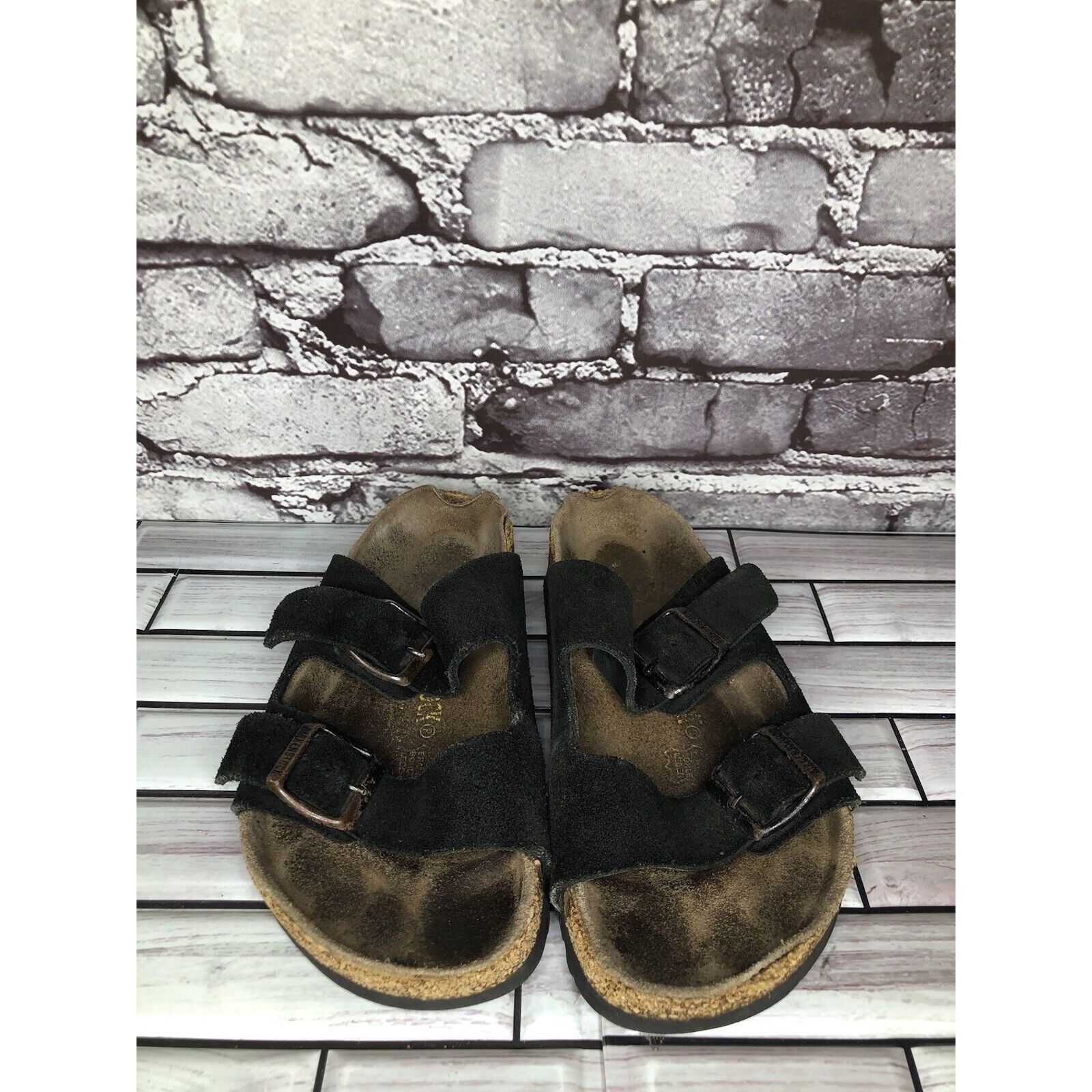 Birkenstock Birkenstock Arizona Black Suede Leather Cork Slides Sandals Size US 6 / IT 36 - 11 Thumbnail
