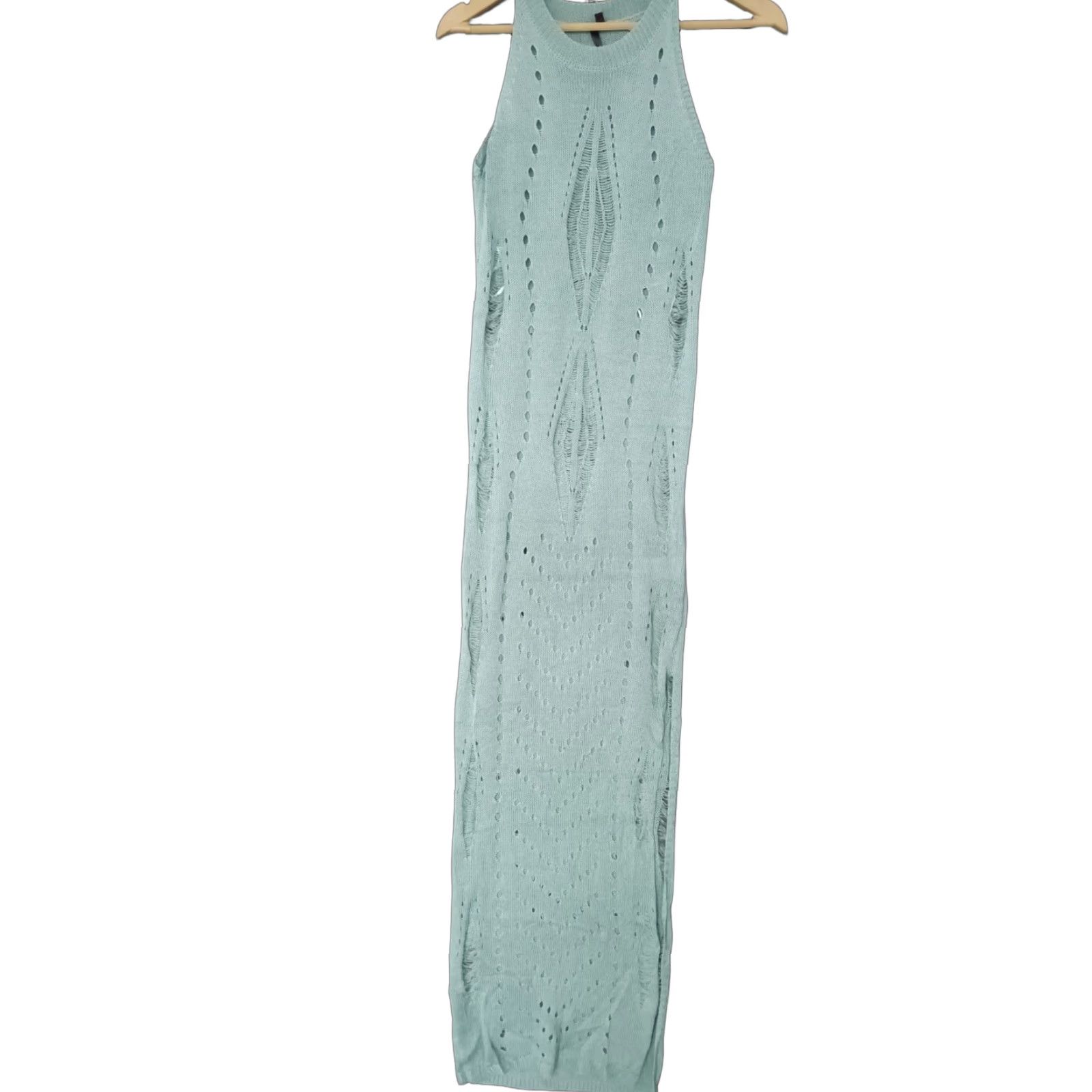 Altea Codigo Crochet Long Knit Dress Color Teal