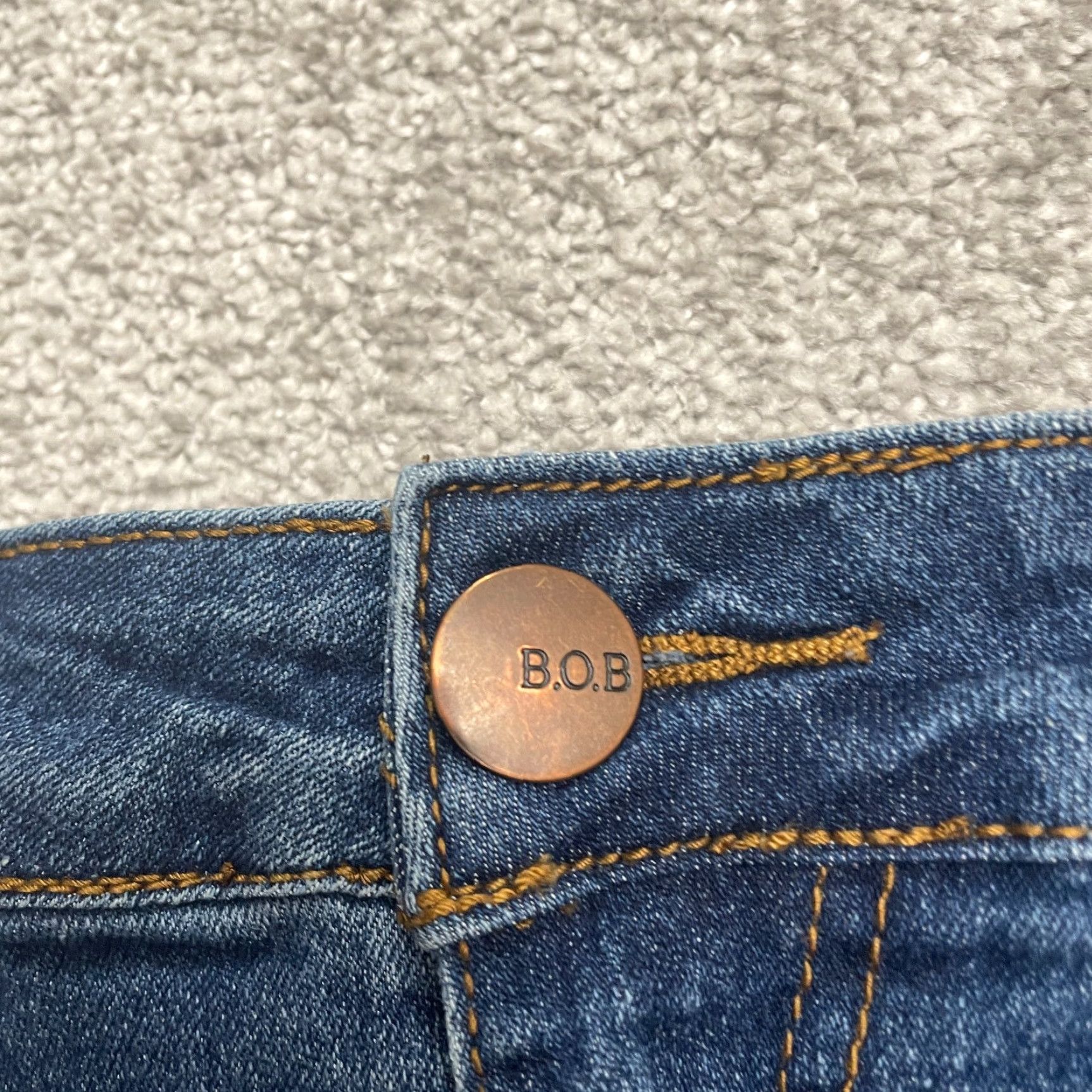Vintage B.O.B Jeans Distressed Skinny Denim 28x26 Juniors 13/14 Blue Dark Wash High Rise Women Womens Jeans Size 34" / US 12 / IT 48 - 3 Thumbnail