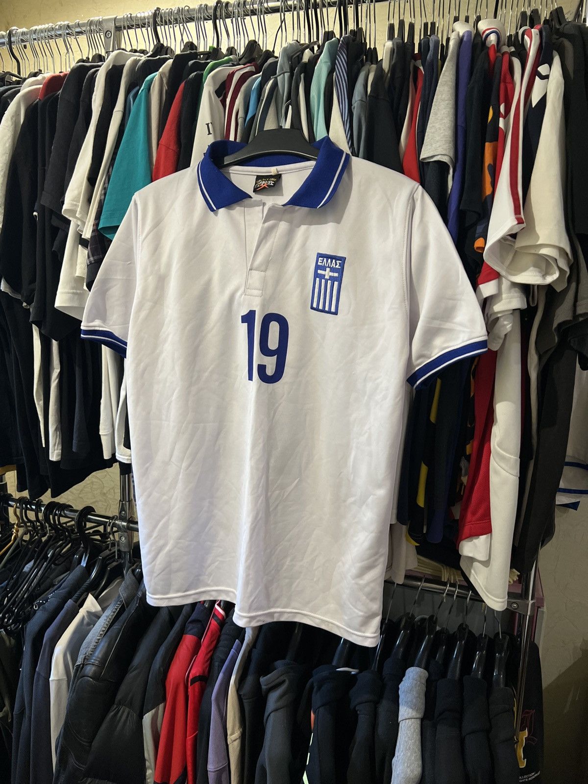 Vintage VNTG GREECE NATIONAL TEAM #19 SOKRATIS HOME FOOTBALL SHIRT Size US S / EU 44-46 / 1 - 3 Thumbnail