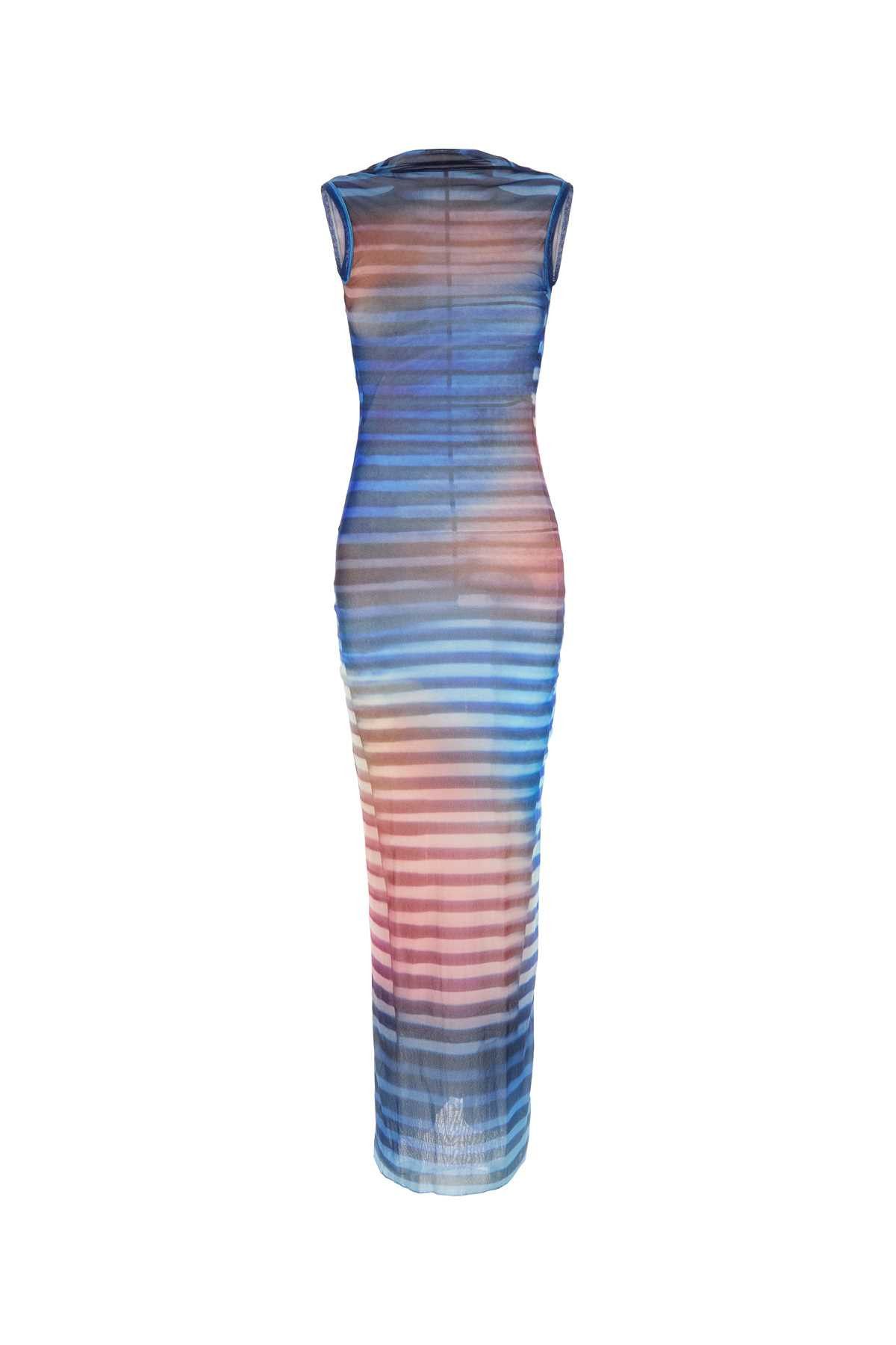 Jean Paul Gaultier Mesh High Neck Open Back Long Dress Printed Air Size XS / US 0-2 / IT 36-38 - 1 Thumbnail
