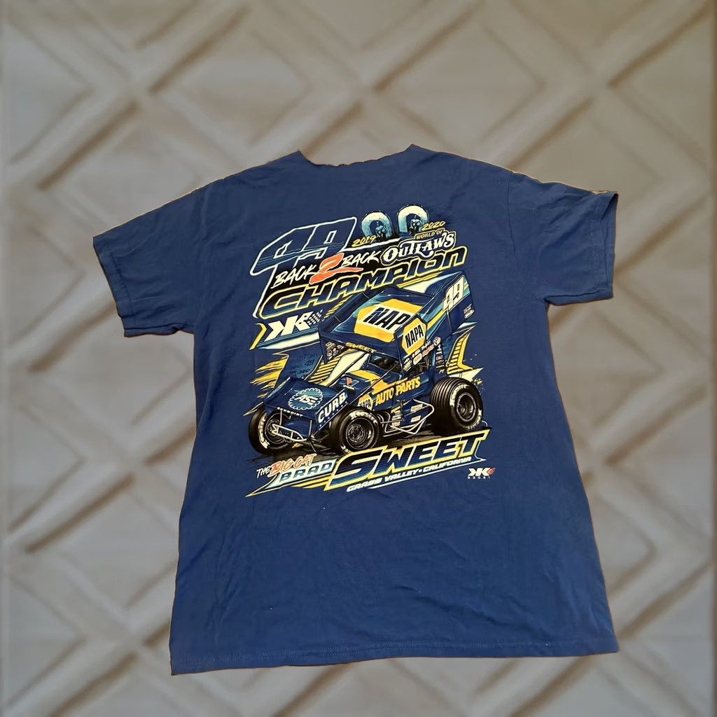 Champion Brad Sweet 2019 World of Outlaws Champion T-Shirt Blue Large Men L Shirt Regular Readable Size US L / EU 52-54 / 3 - 1 Thumbnail