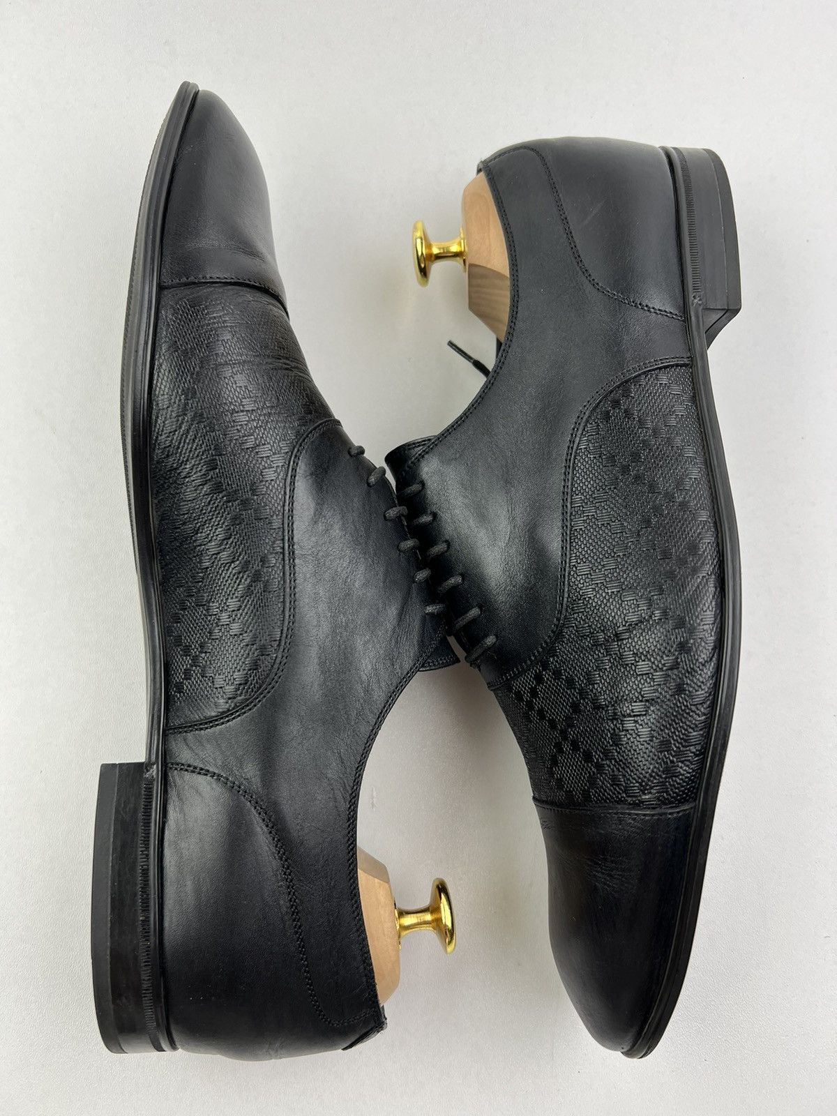 Gucci GUCCI Oxfords Leather Shoes Diamond Embossing Black Men’s Size US 9 / EU 42 - 10 Thumbnail