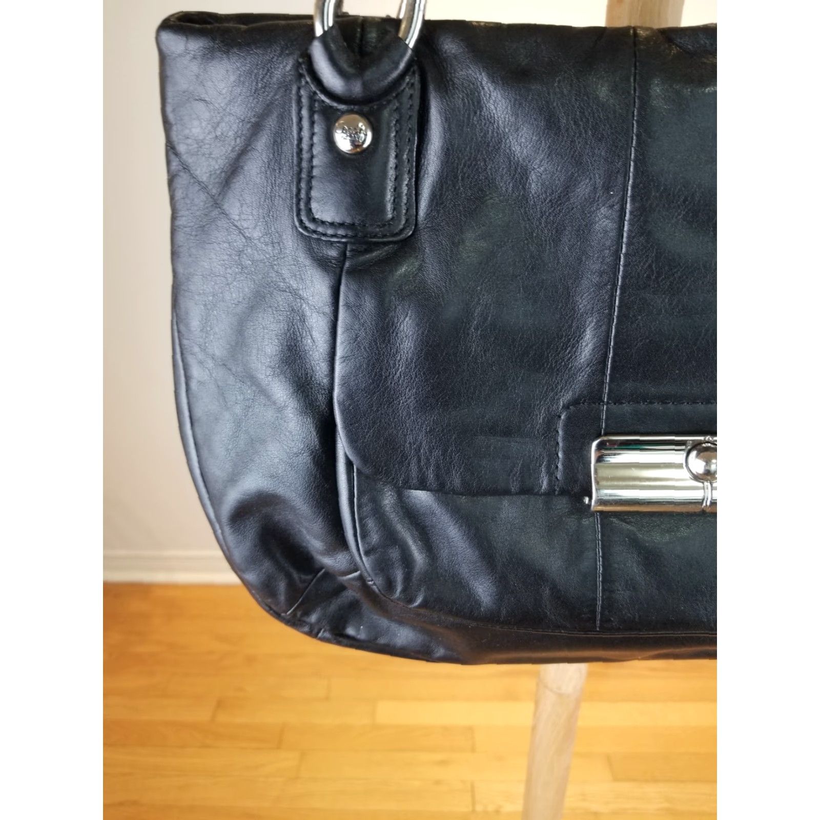 Coach VINTAGE Coach BLACK Leather Shoulder Bag Cross Bag 16814 COACH Y2K Women Medium Size ONE SIZE - 6 Thumbnail