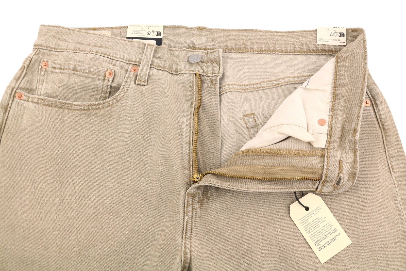 Levi's 502 W34/L34 Beige Big E Taper Zip Jeans 87079 Size US 34 / EU 50 - 4 Thumbnail