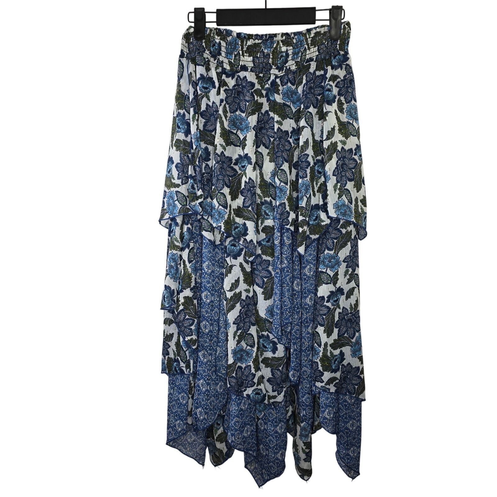 Misa Los Angeles Zoe Floral Tiered Midi Skirt Size Small